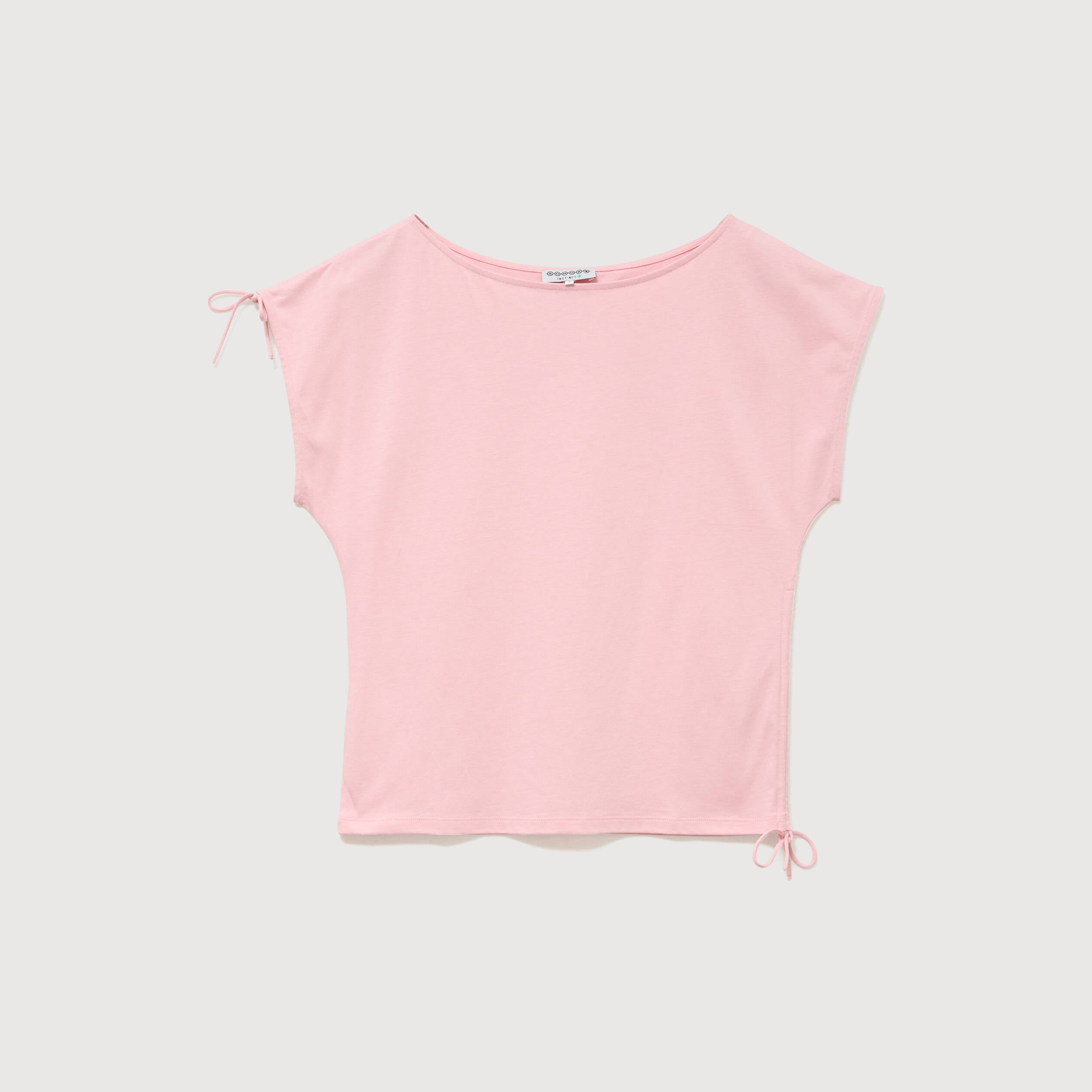 T-shirt col bateau manches courtes rose clair femme