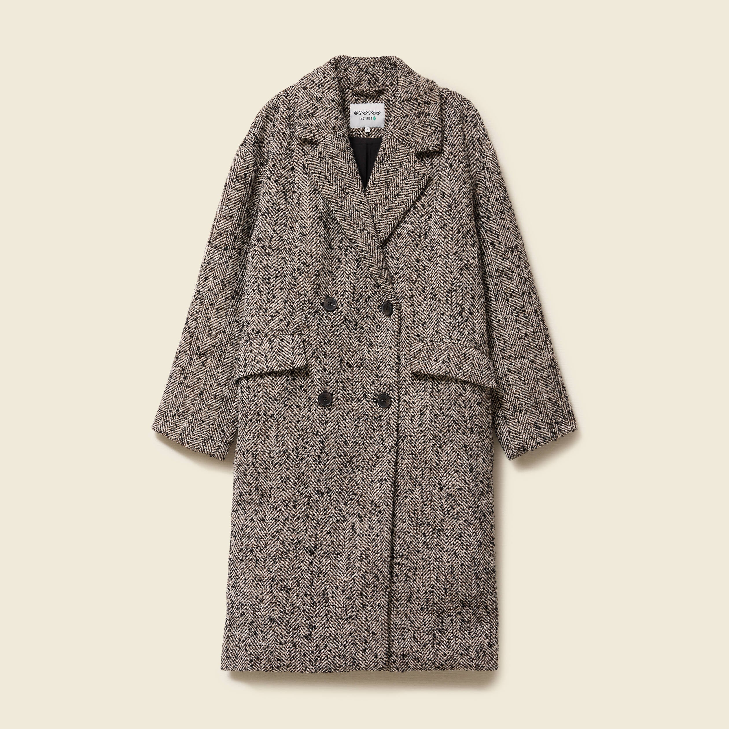 Manteau long oversize col montant gris fonc&eacute; femme