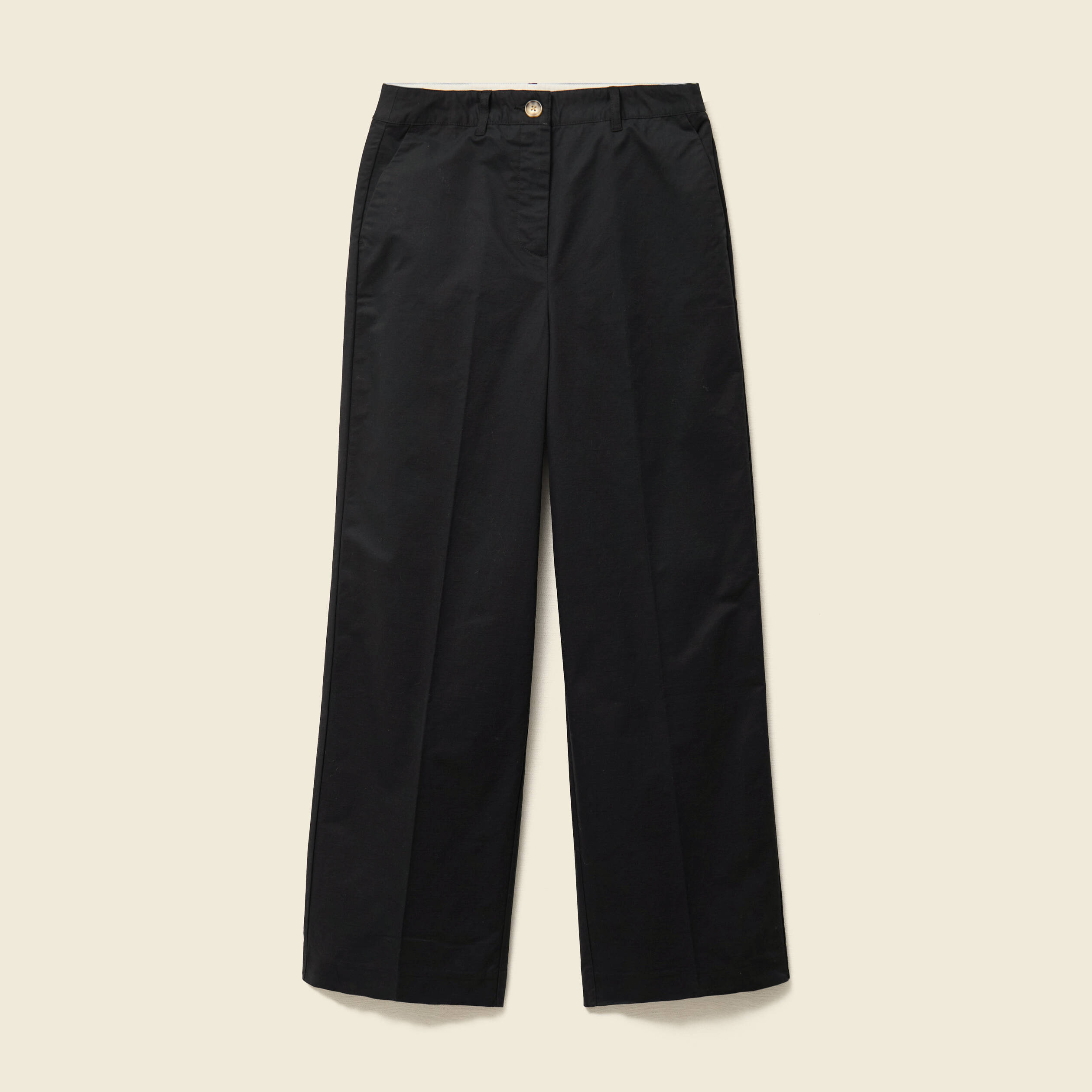 Pantalon large cropped taille haute noir femme