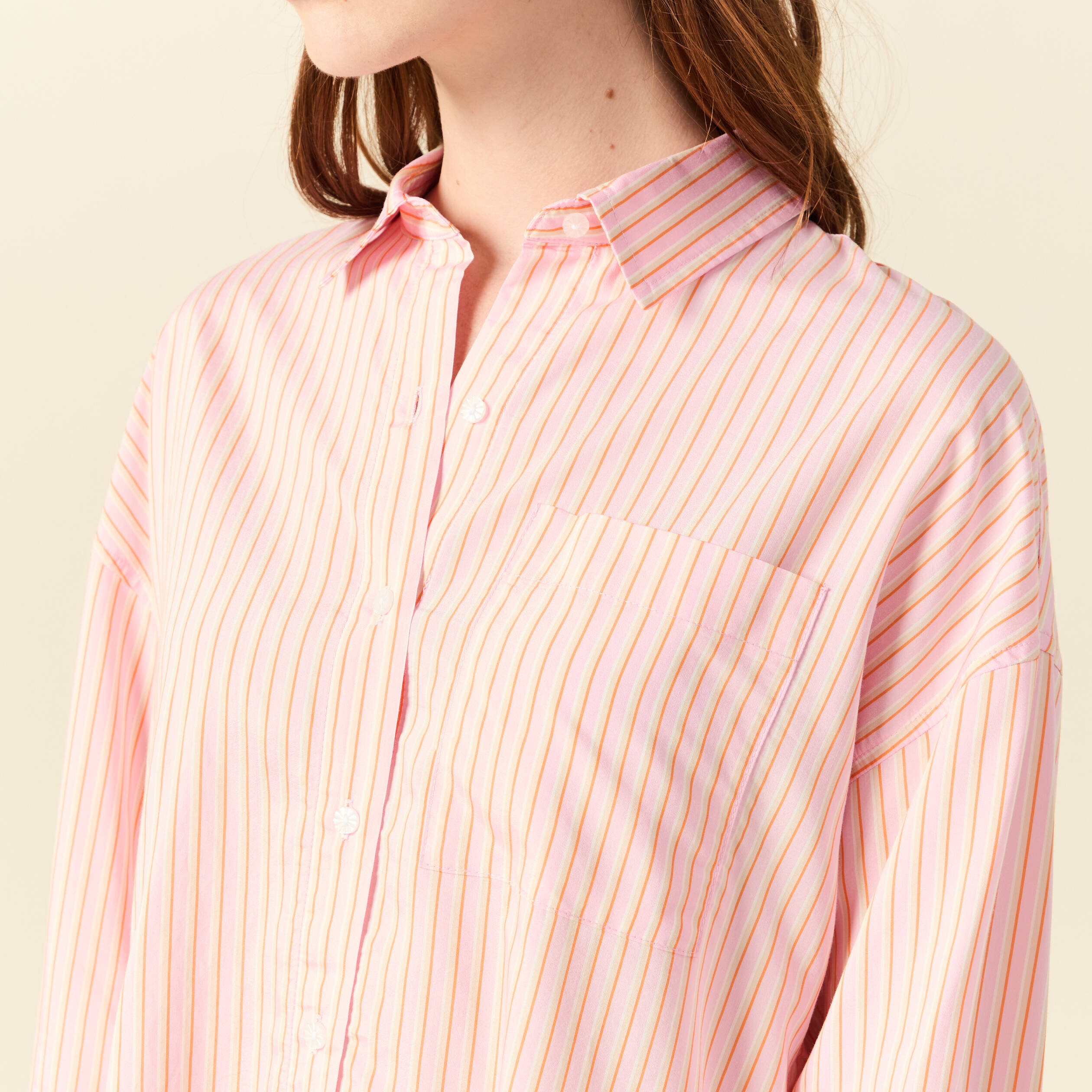 Chemise oversize manches longues fluides rose femme