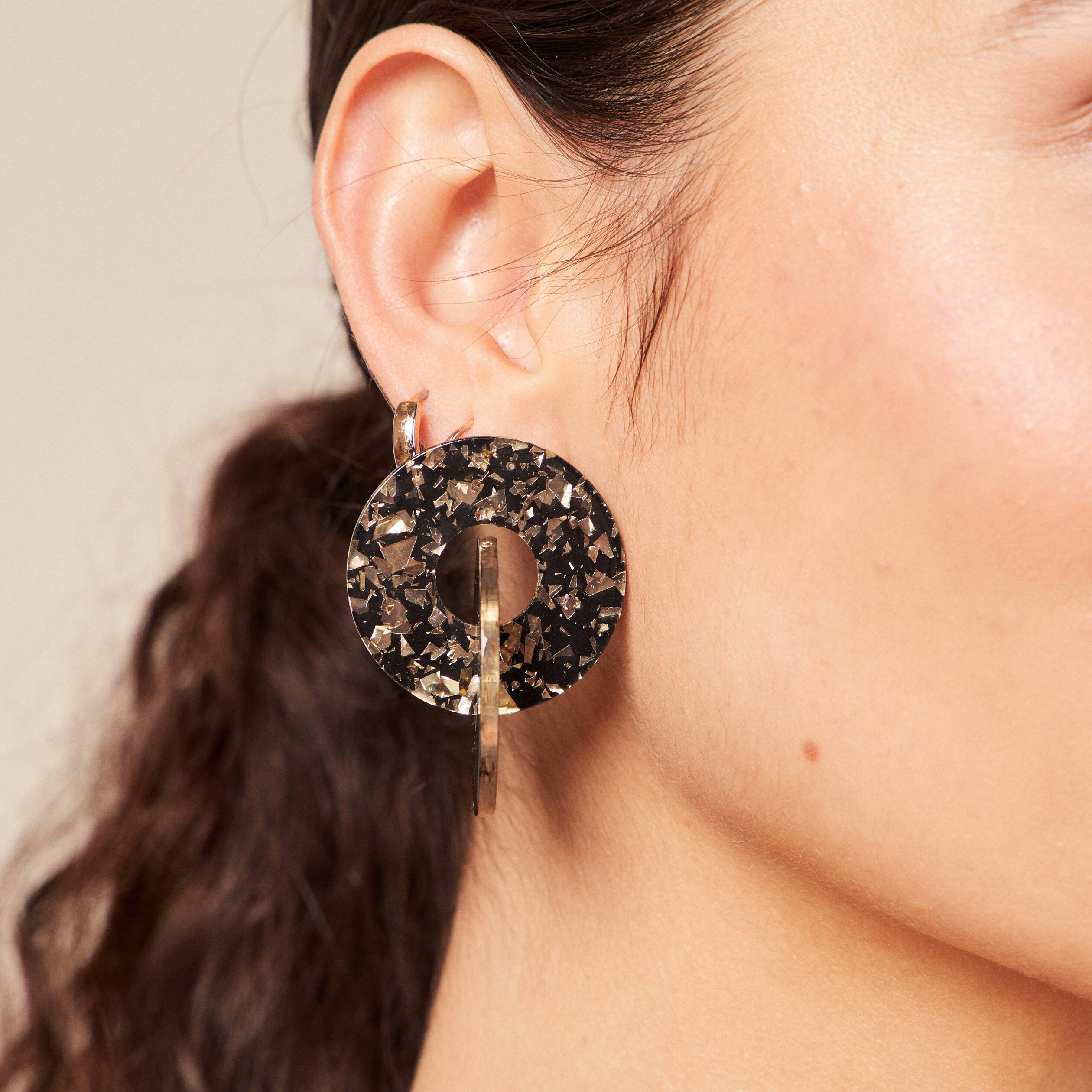 Boucles d'oreilles clous noir femme