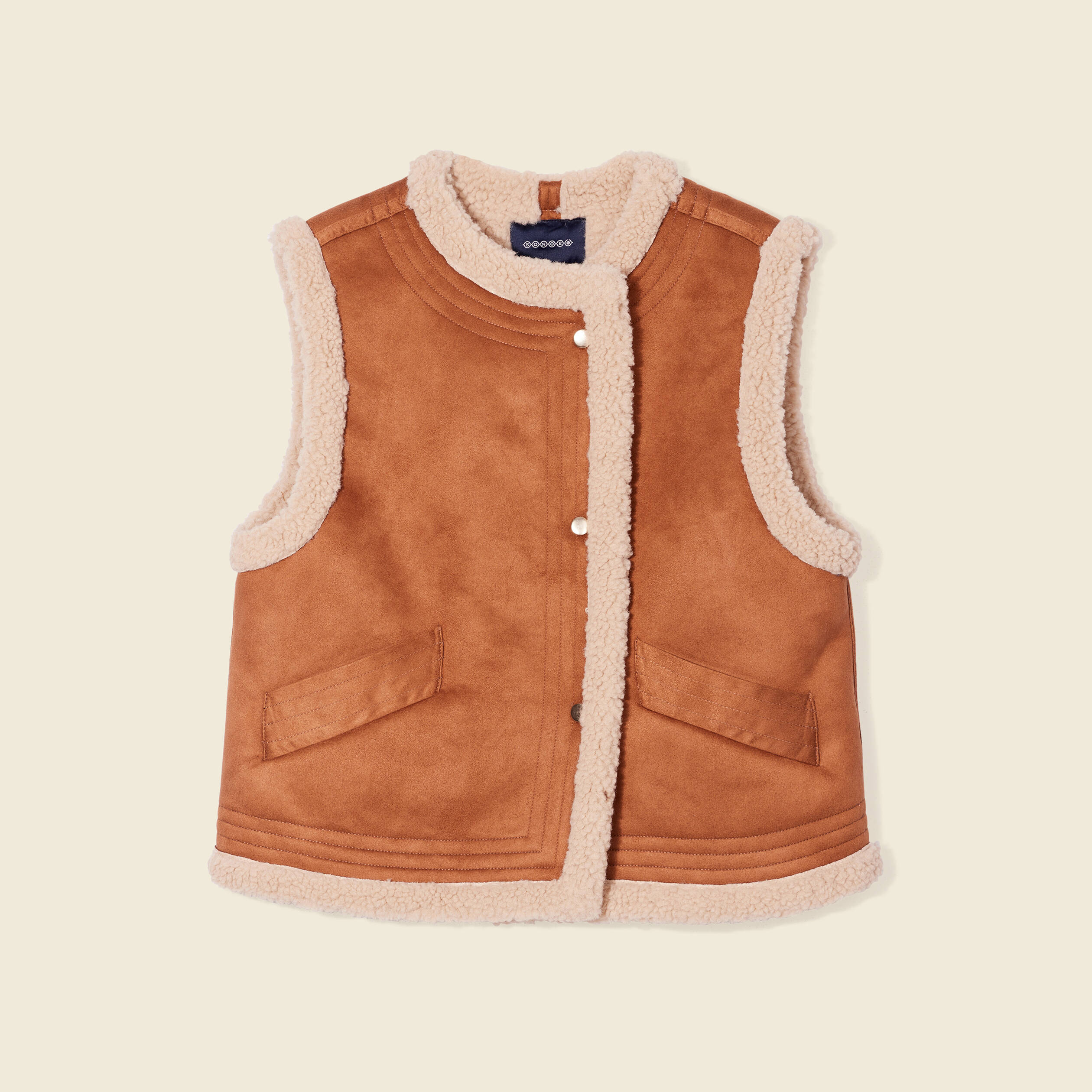Veste sans manches suédine marron femme