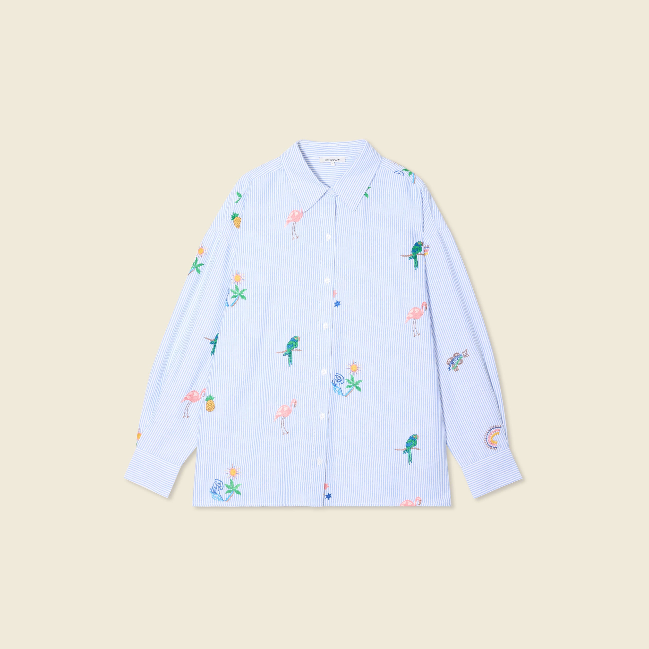 Chemise manches longues bleu femme