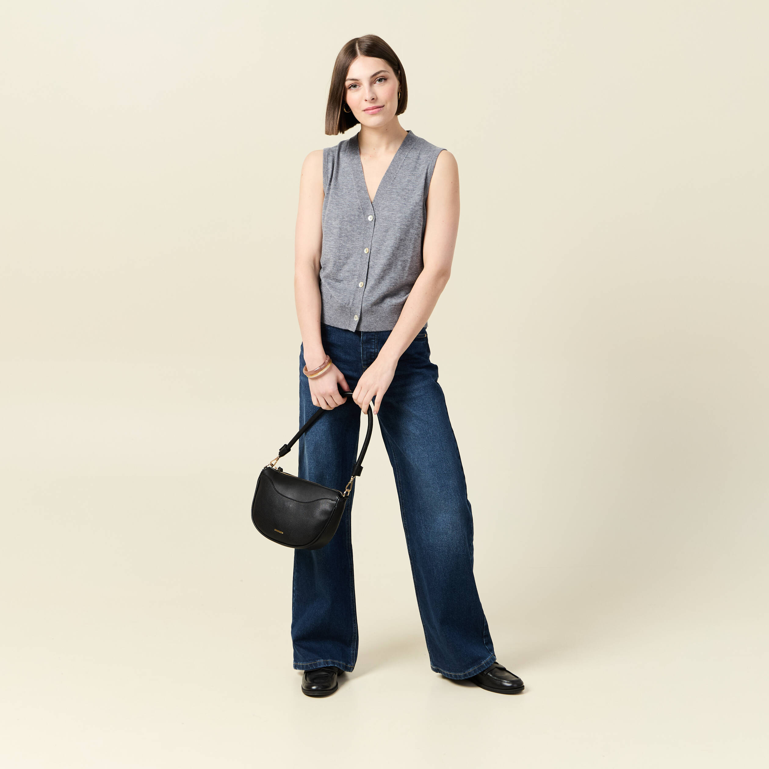 Gilet sans manches gris clair femme