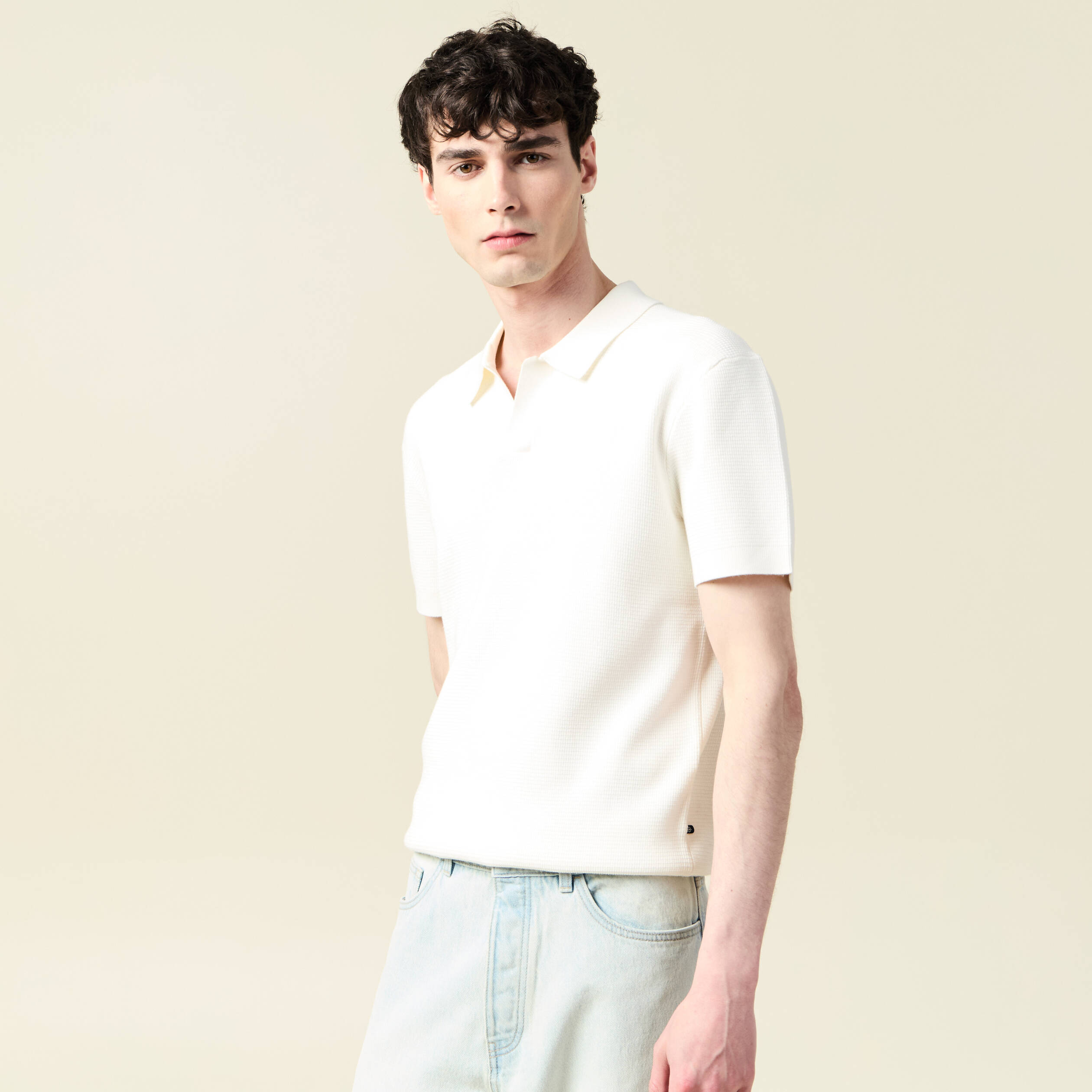 polo cintre manches courtes ecru homme Polo cintré manches courtes ecru homme