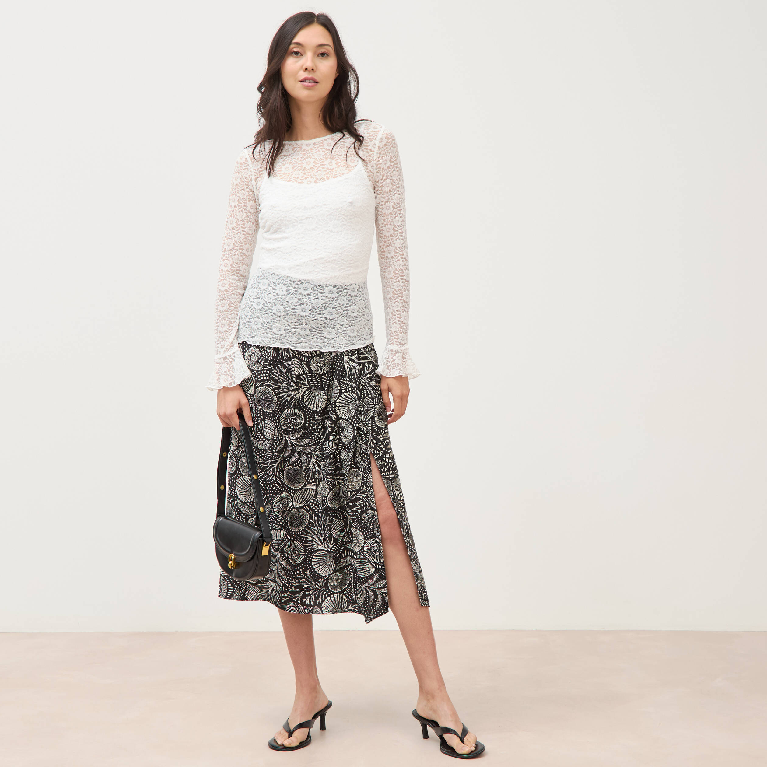 Jupe fluide noir femme