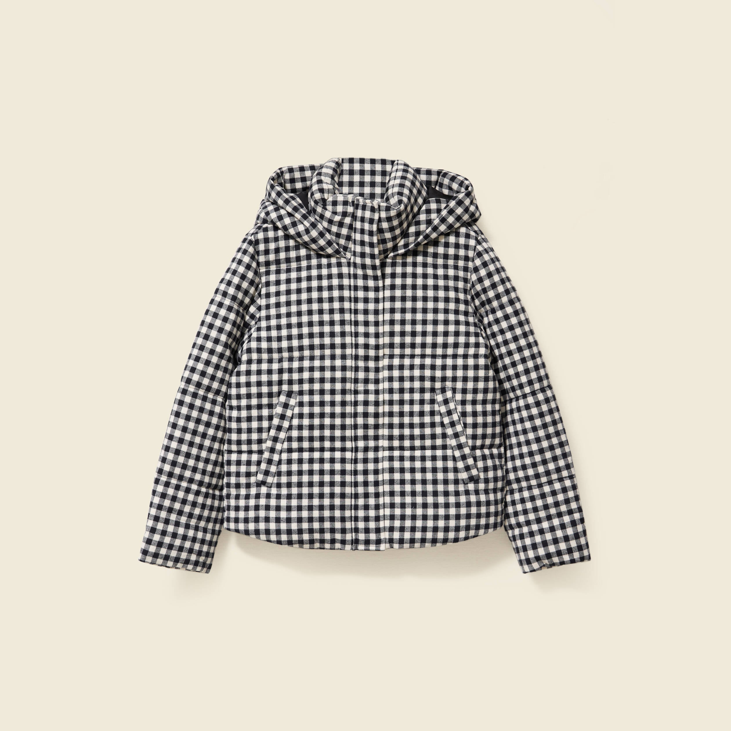 Doudoune droite courte col montant noir femme