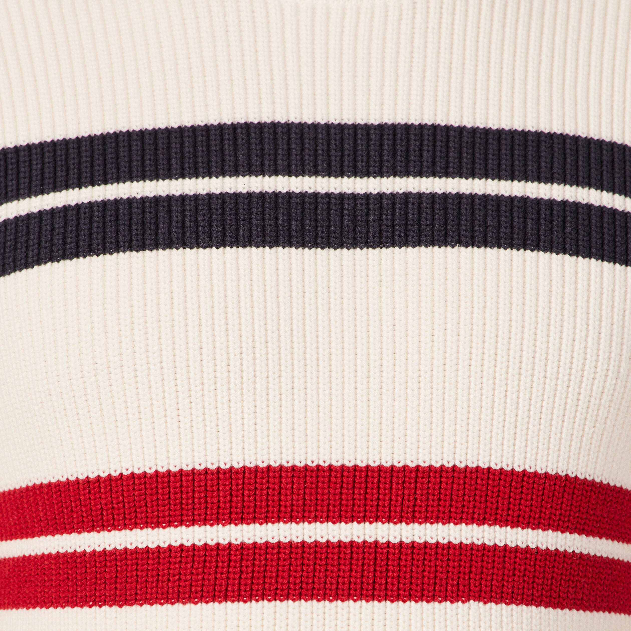 Pull fin ray&eacute; col rond manches longues ecru homme