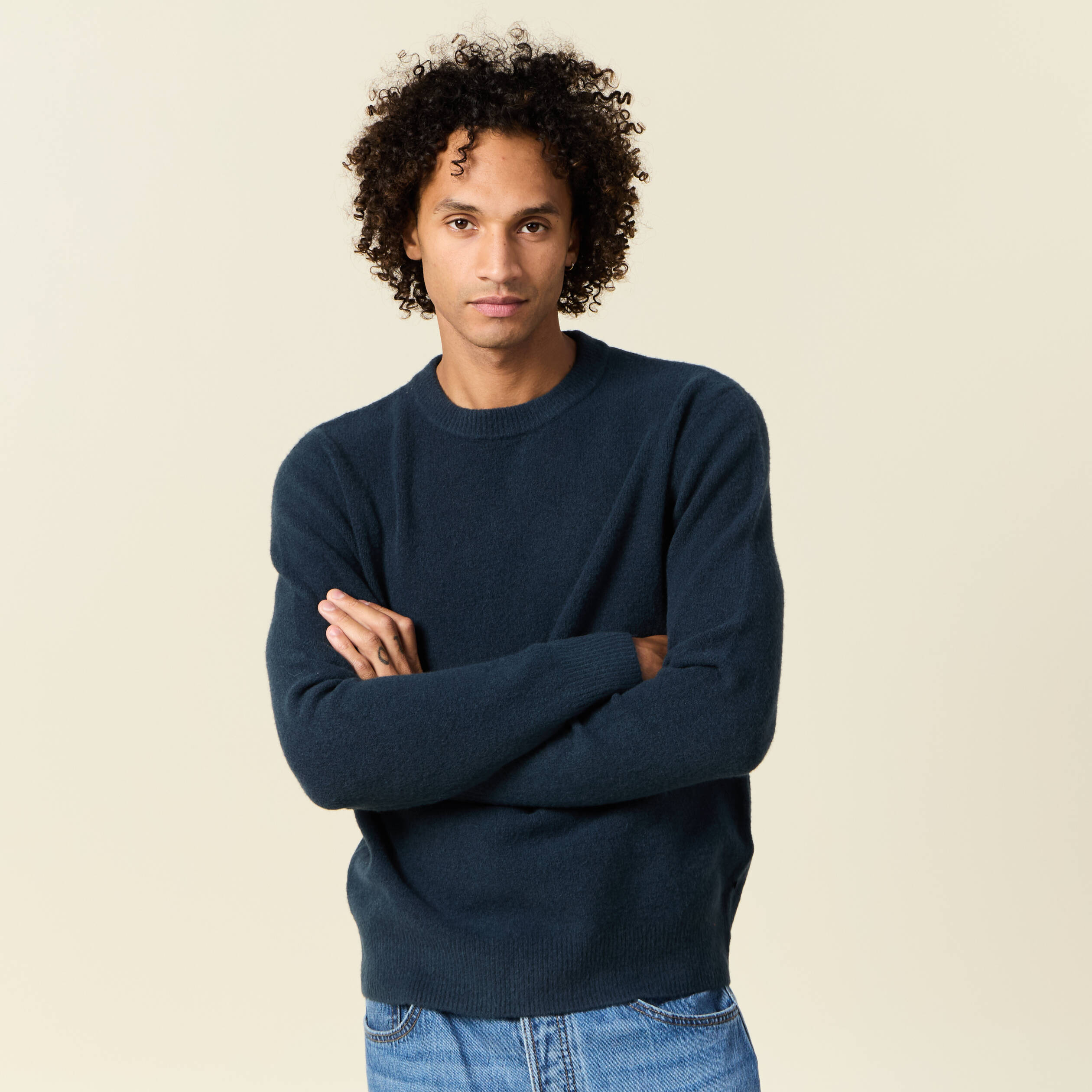pull manches longues col rond bleu marine homme Pull manches longues col rond bleu marine homme