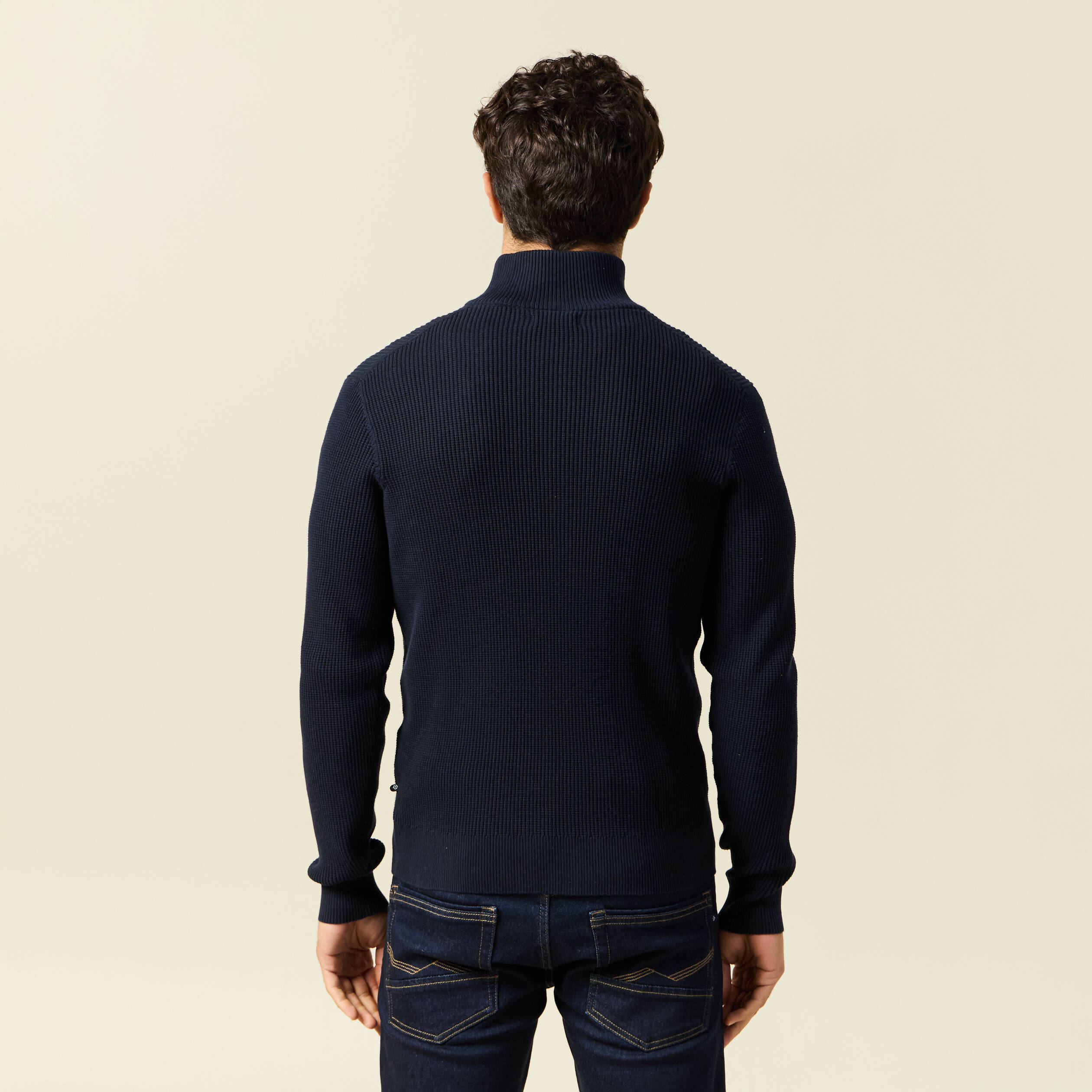 Pull col camionneur bleu marine homme