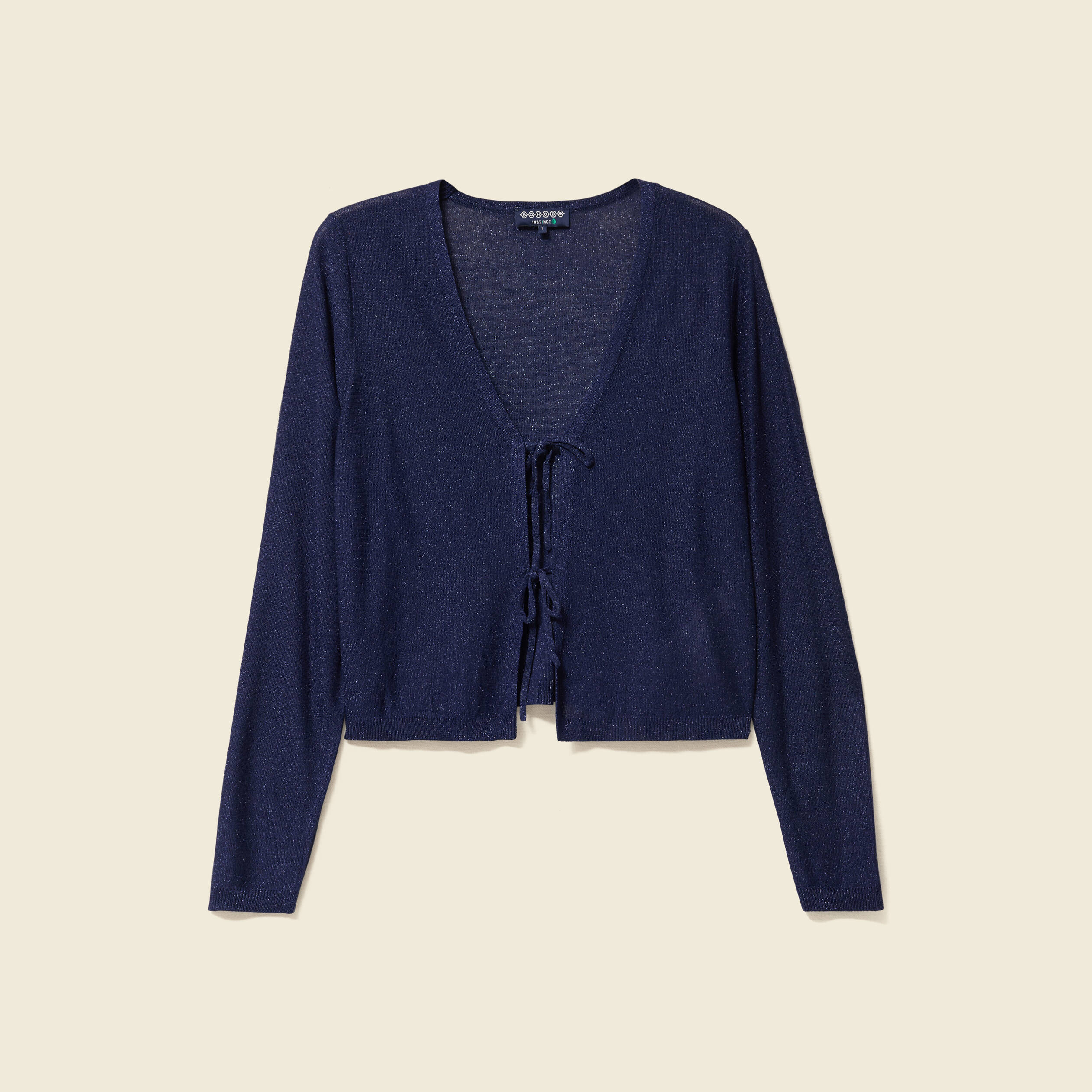 gilet droit court manches longues bleu marine femme Gilet droit court manches longues bleu marine femme