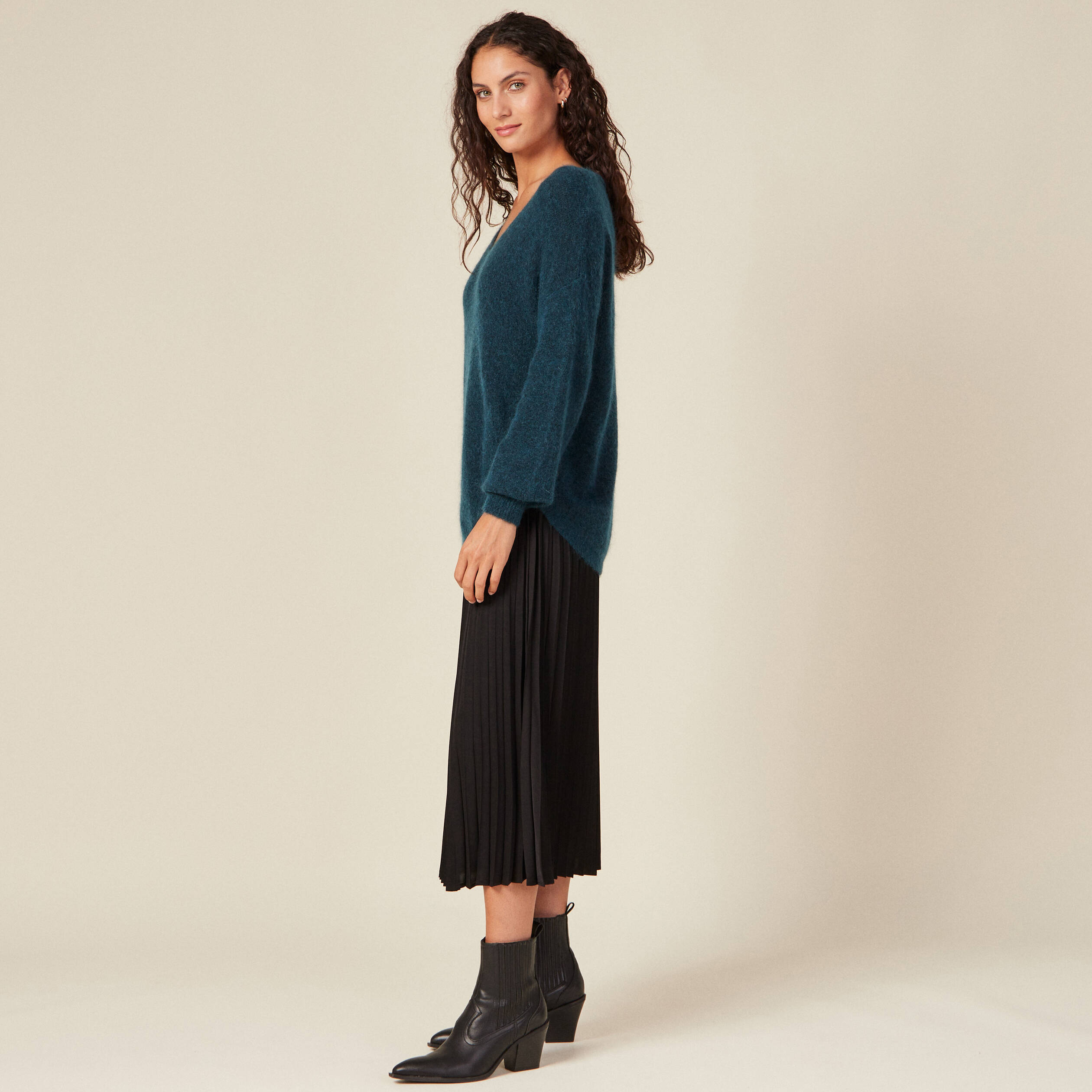 Pull éco-responsable bleu canard femme