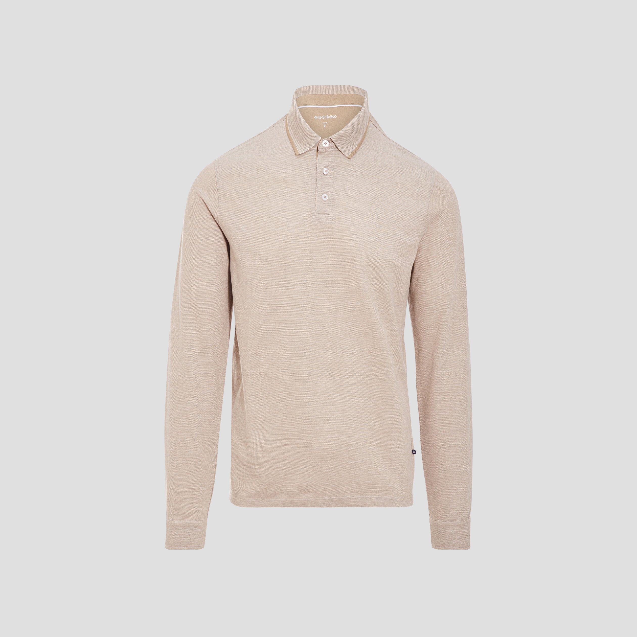 Polo manches longues beige homme