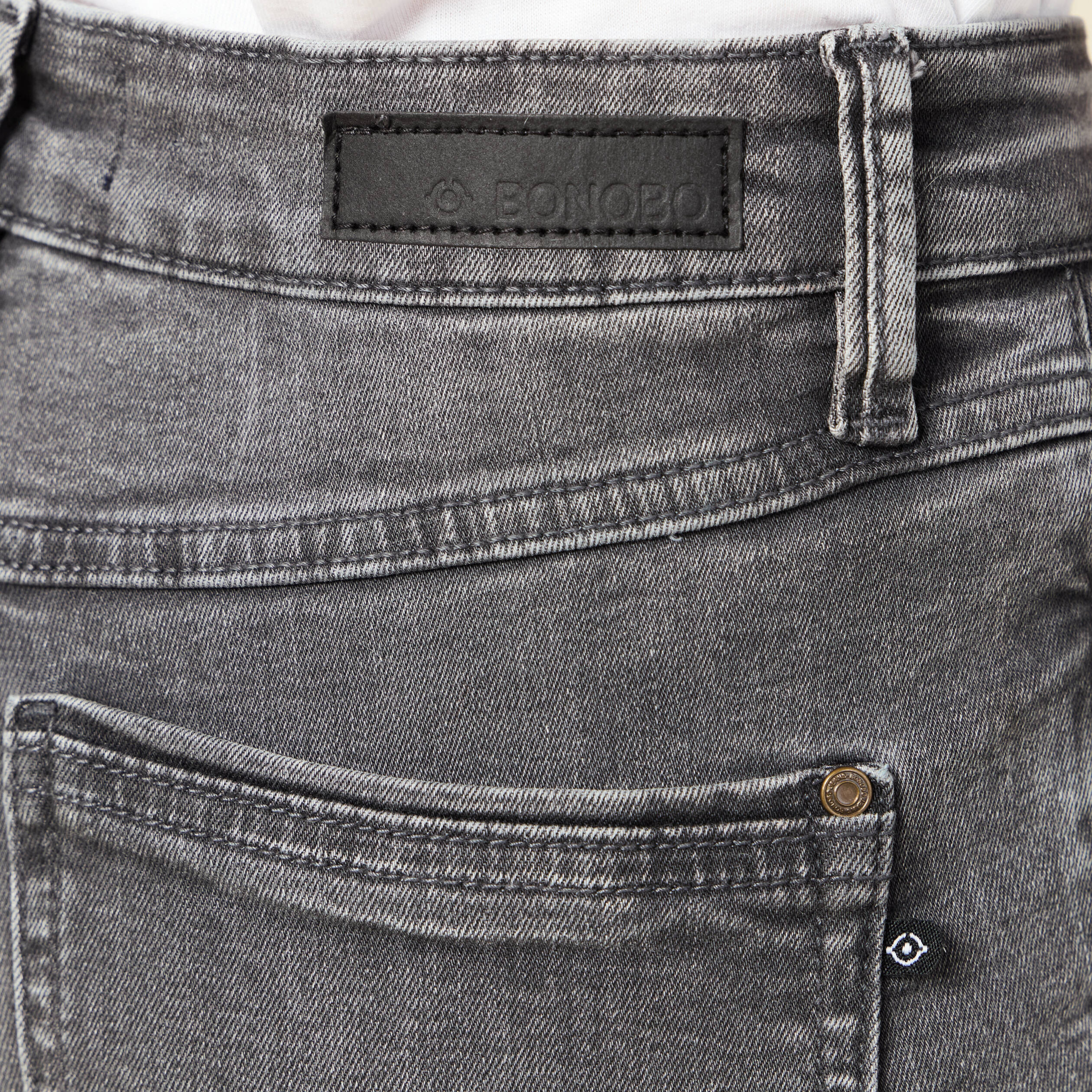 jeans slim taille haute denim gris femme Jeans slim taille haute denim gris femme