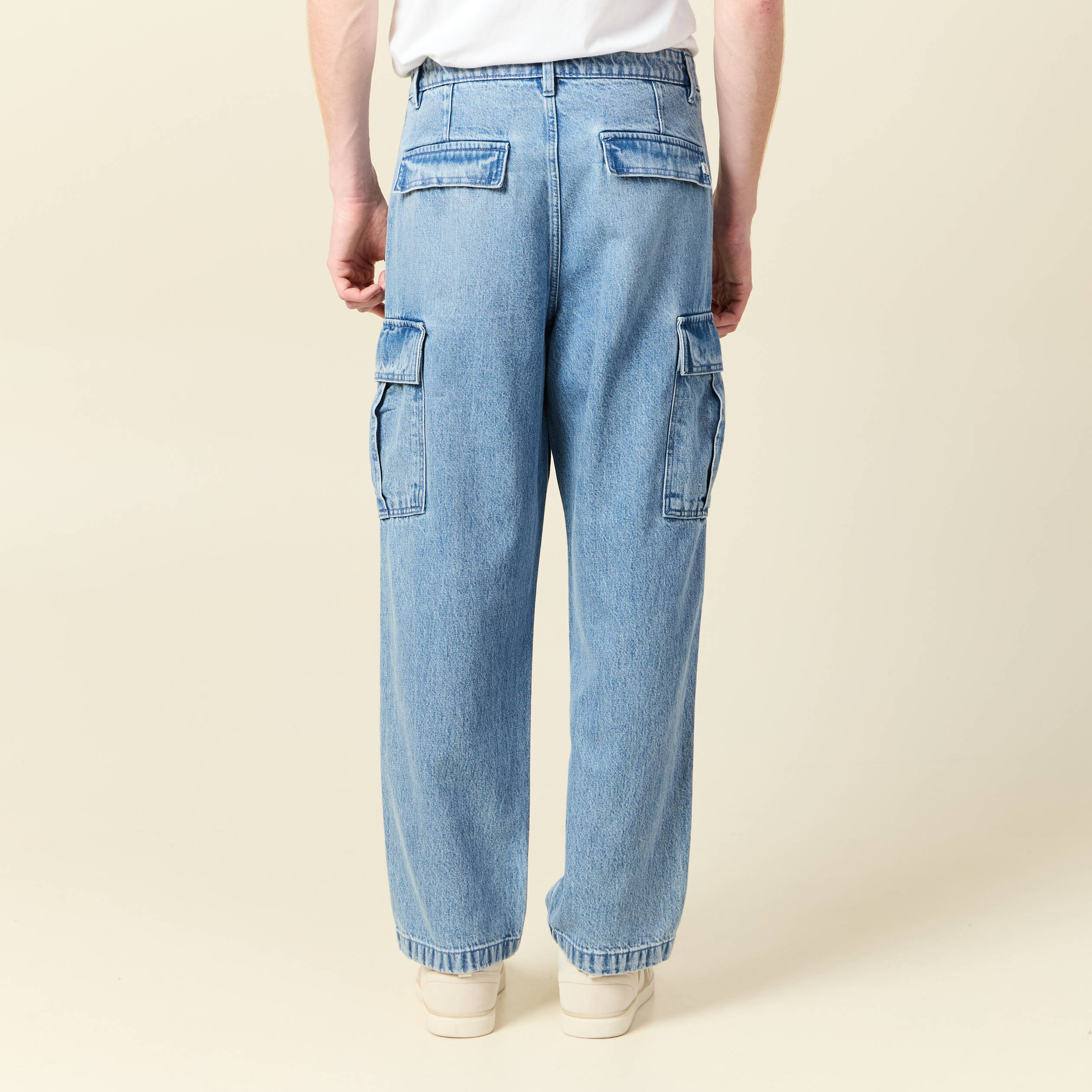 cargo en coton denim bleach homme Cargo en coton denim bleach homme