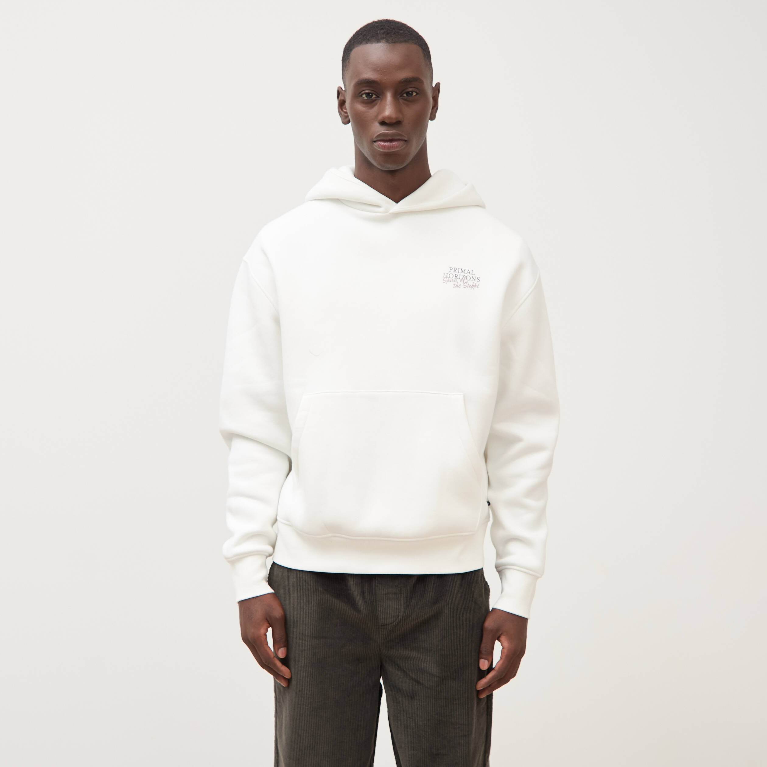 Sweat ample &agrave; capuche manches longues ecru homme