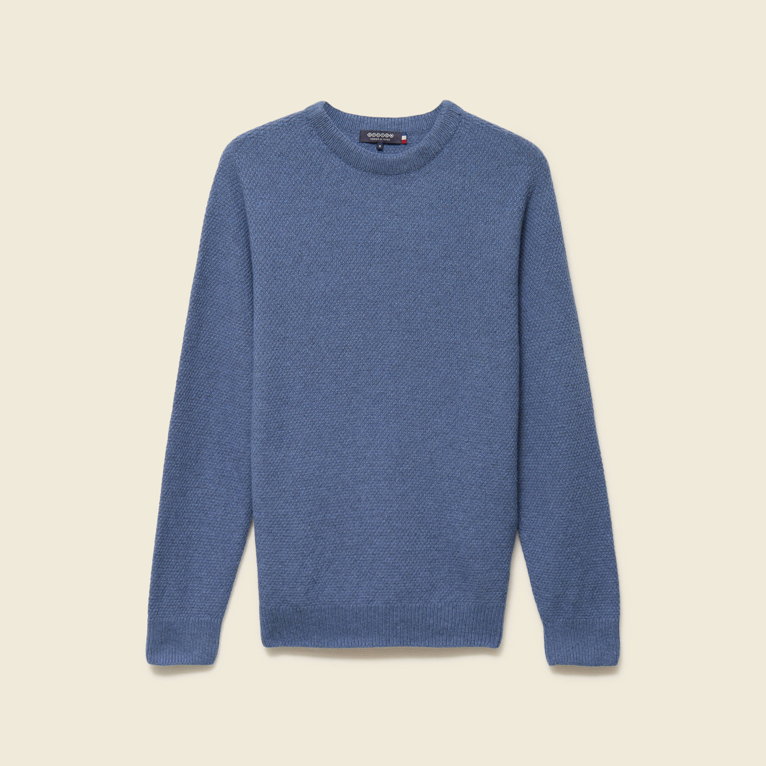 Pull manches longues fabriqu&eacute; en France bleu fonc&eacute; homme