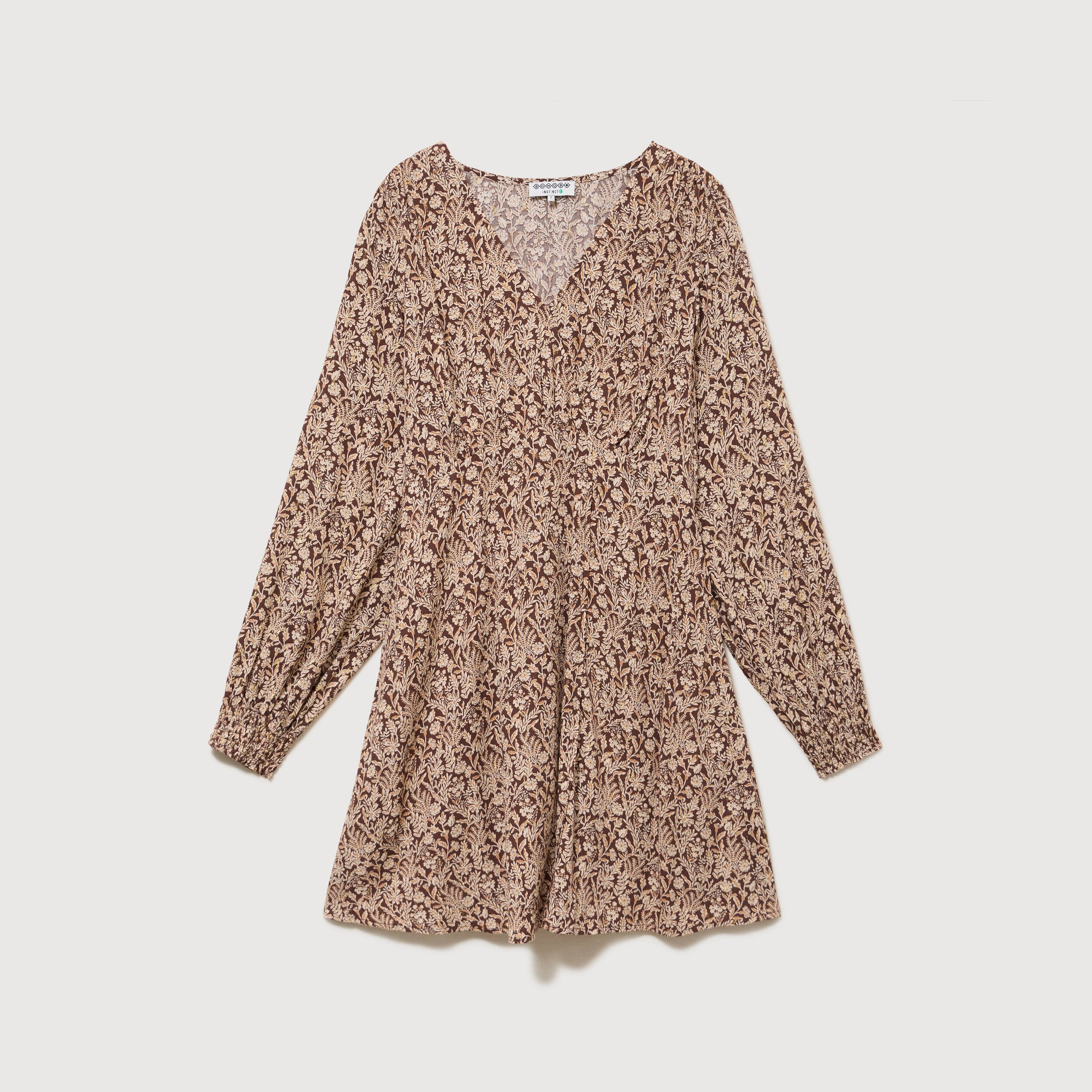Robe manches longues marron femme