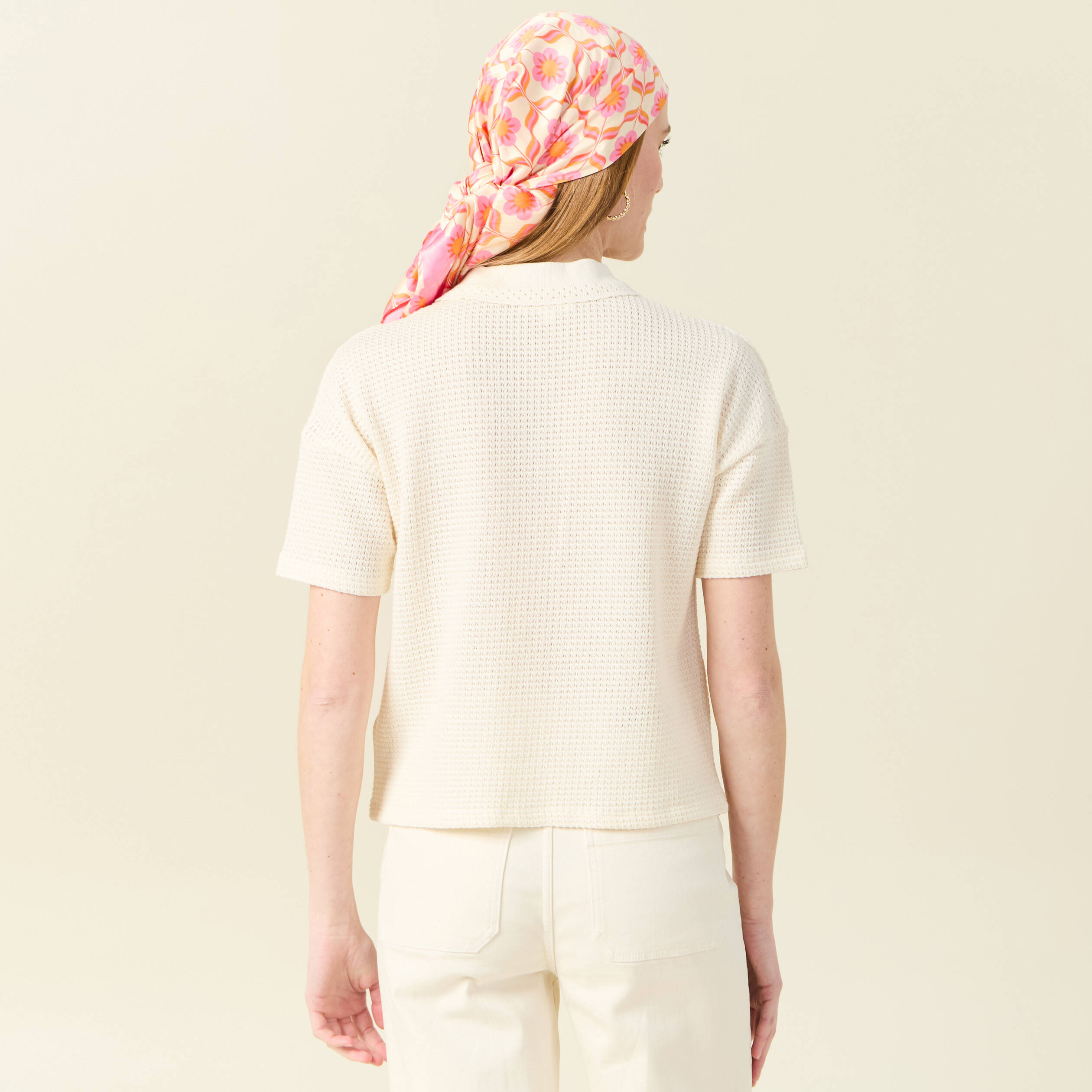Polo manches courtes creme femme