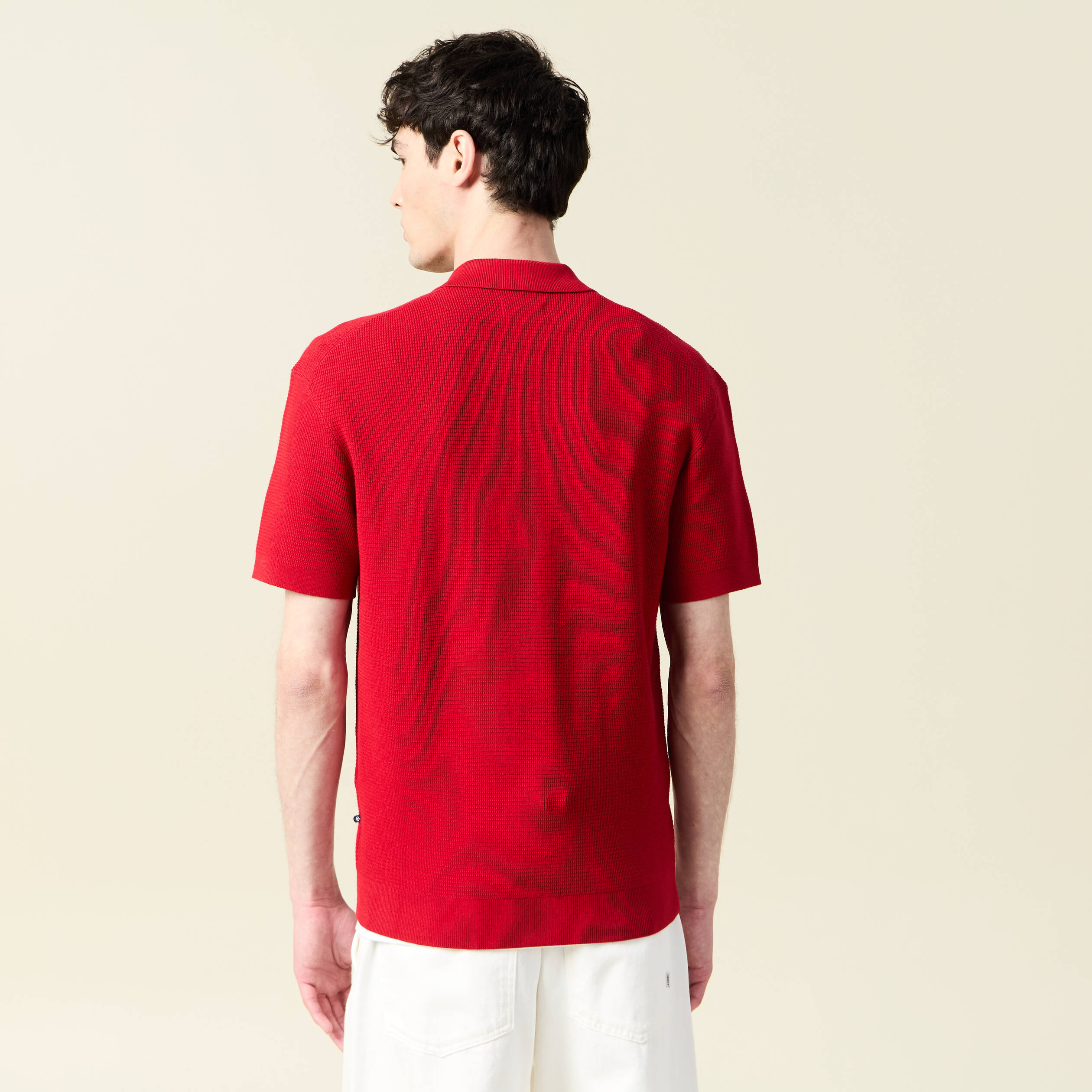 polo cintre manches courtes rouge fonce homme Polo cintré manches courtes rouge foncé homme