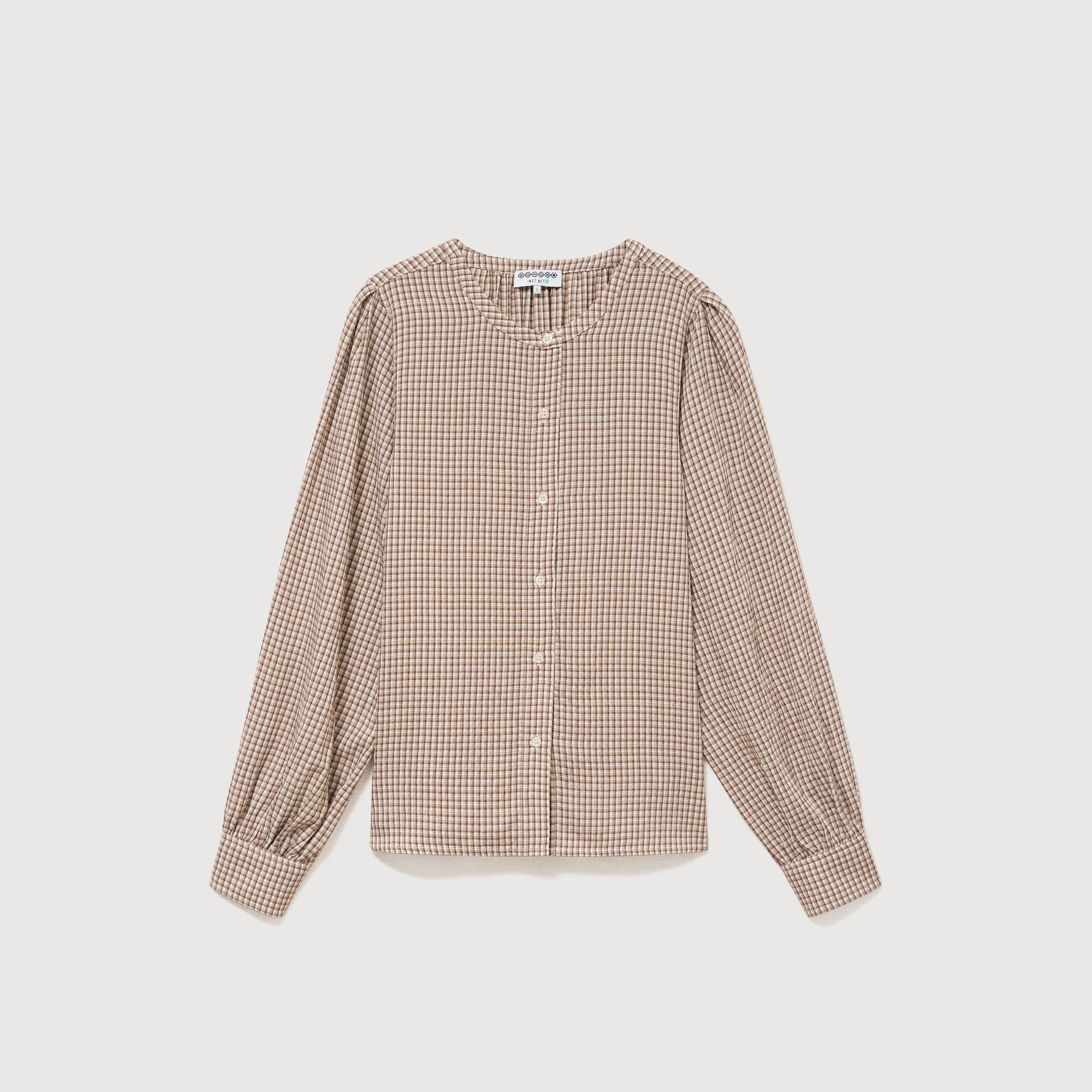 Chemise oversize manches longues marron clair femme