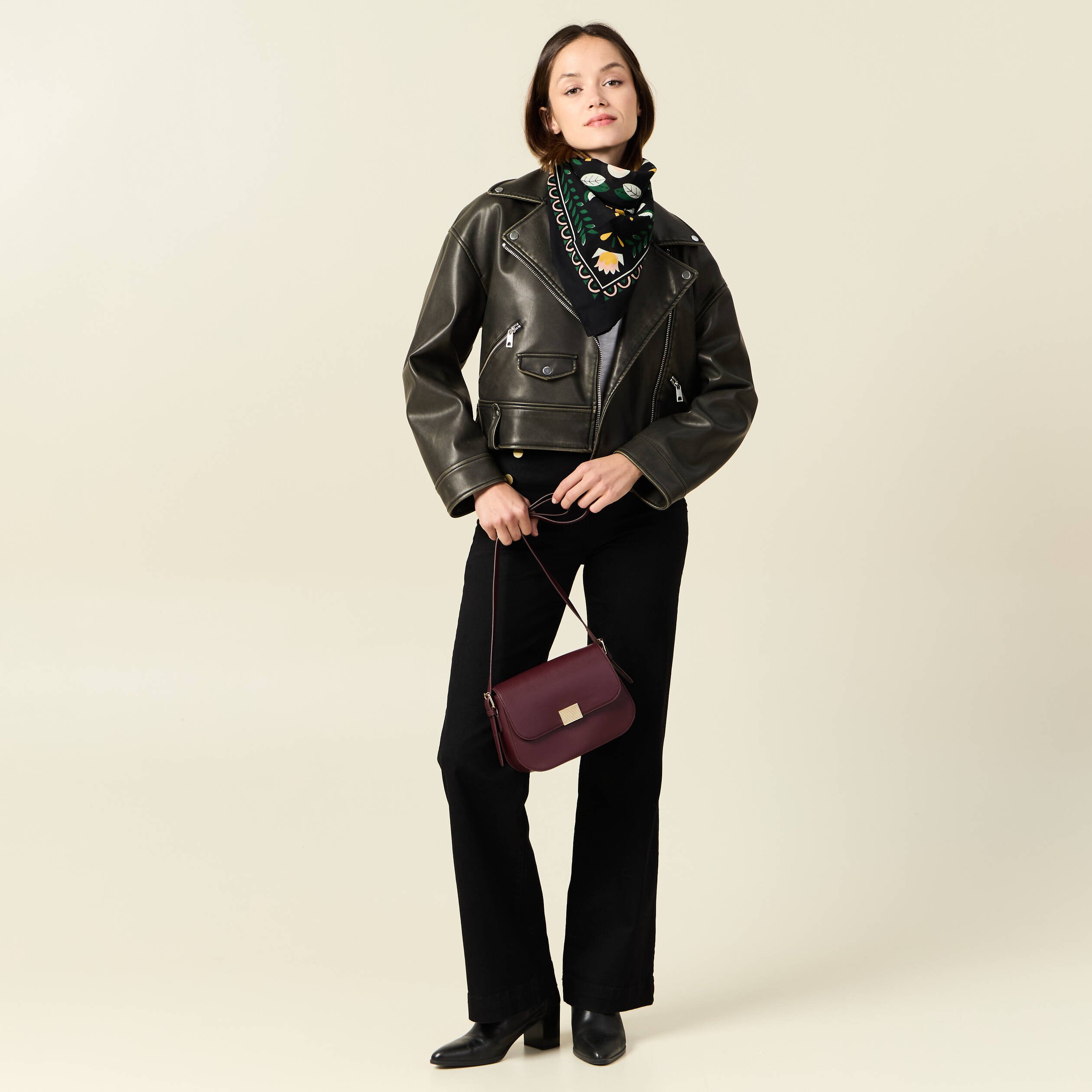 jeans flare a pont denim noir femme Jeans flare à pont denim noir femme