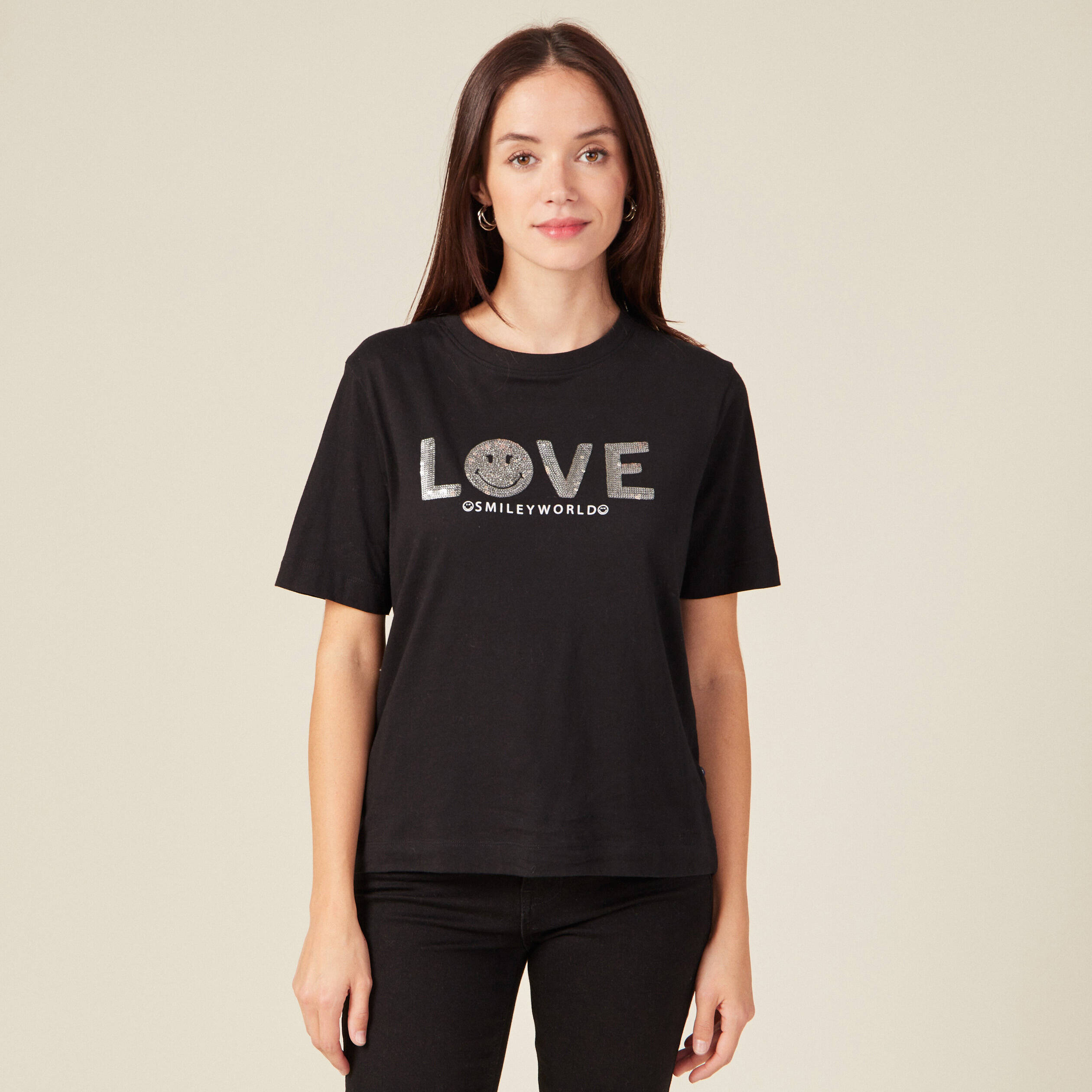 T-shirt SmileyWorld noir femme