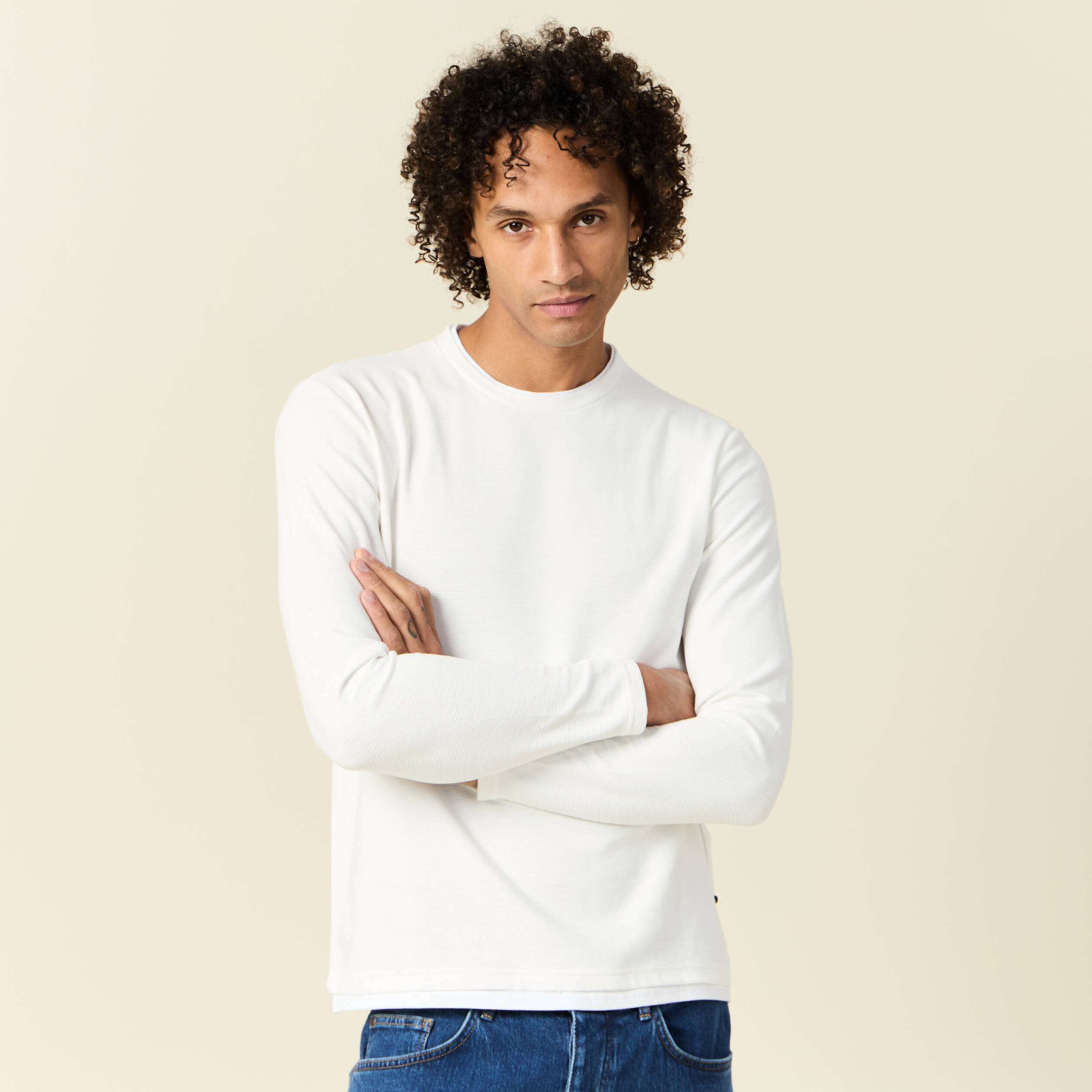 T-shirt manches longues ecru homme