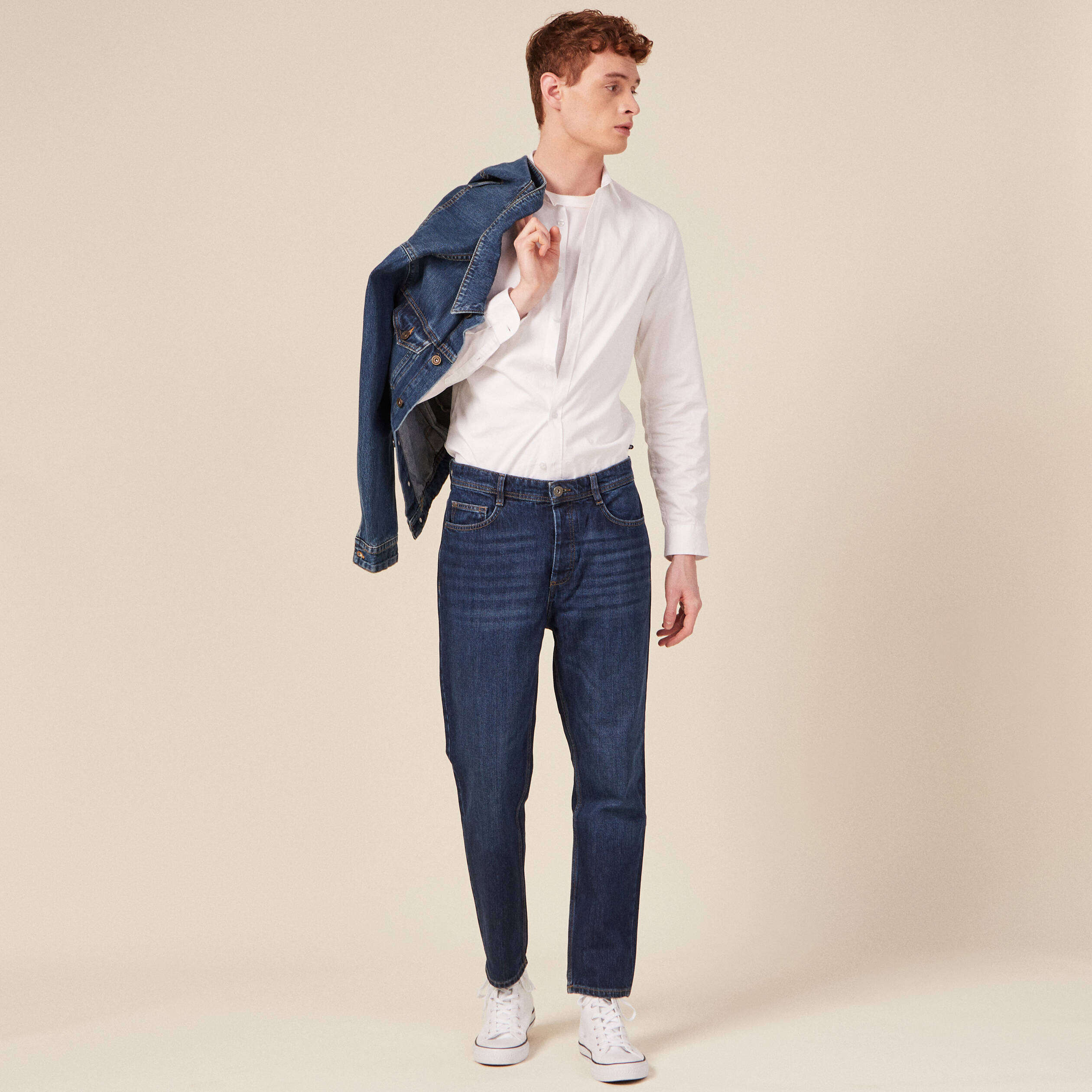 Jeans straight tapered denim brut clean homme
