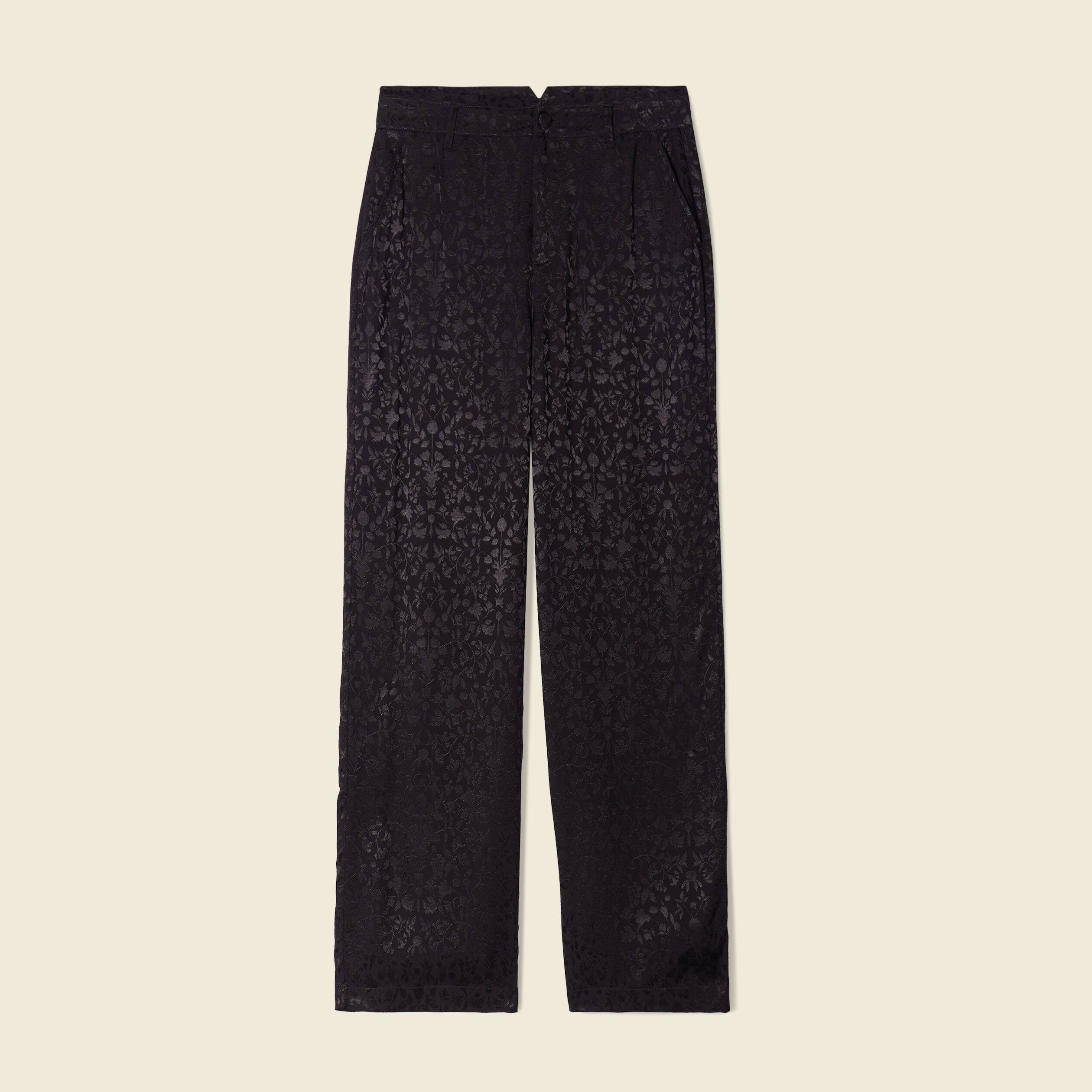 Pantalon large satin noir femme
