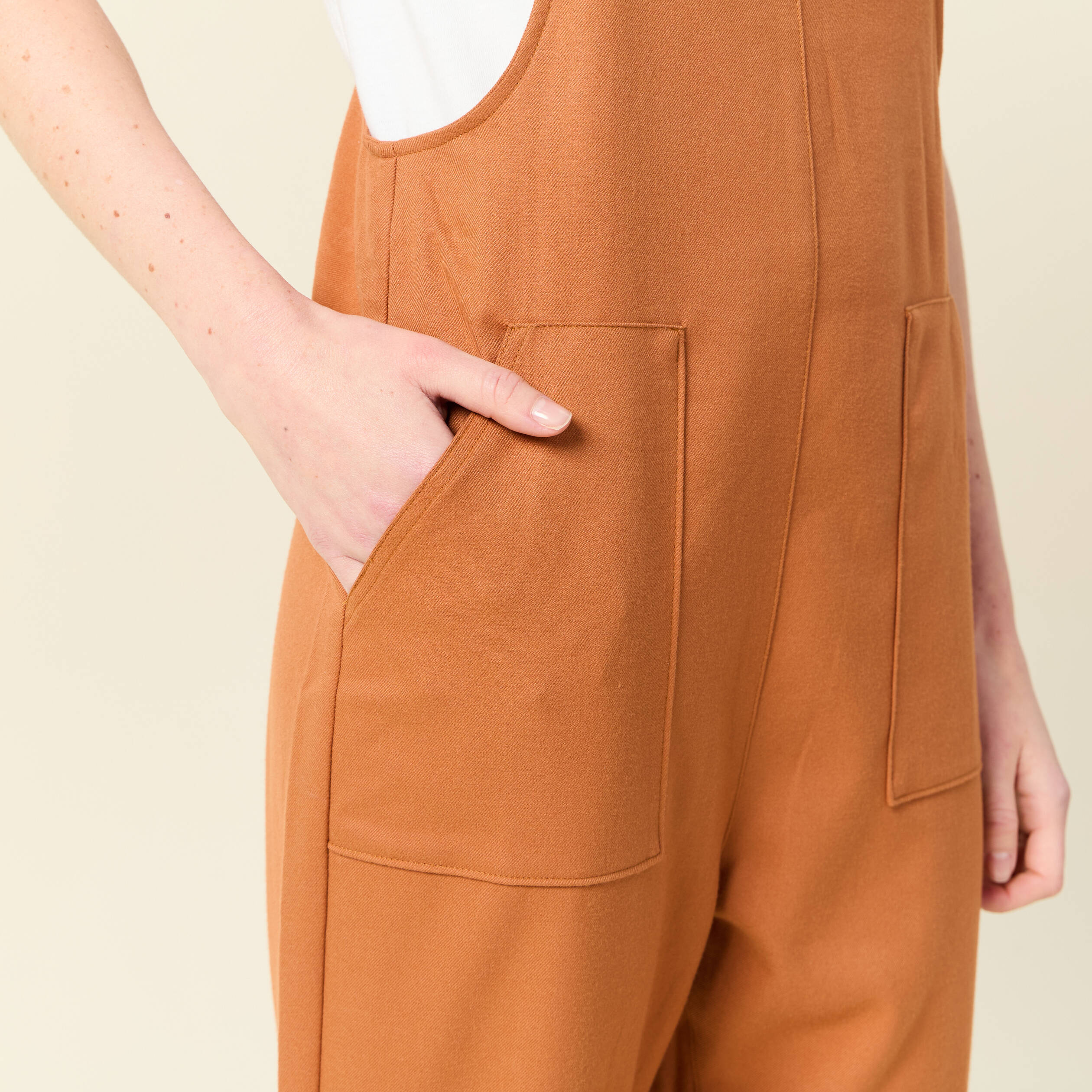 Salopette droite 7/8ème orange foncé femme