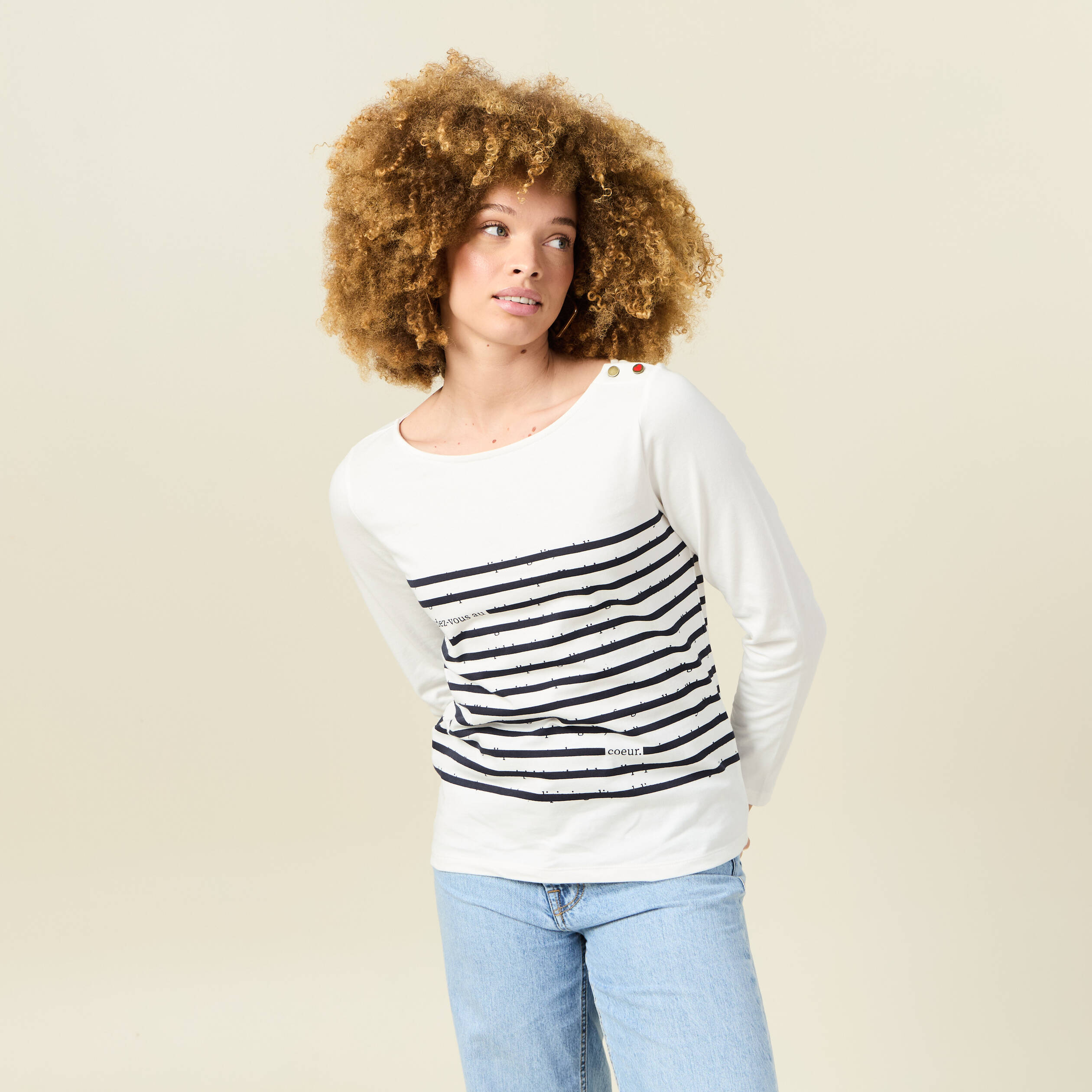 t shirt manches longues ecru femme T-shirt manches longues ecru femme