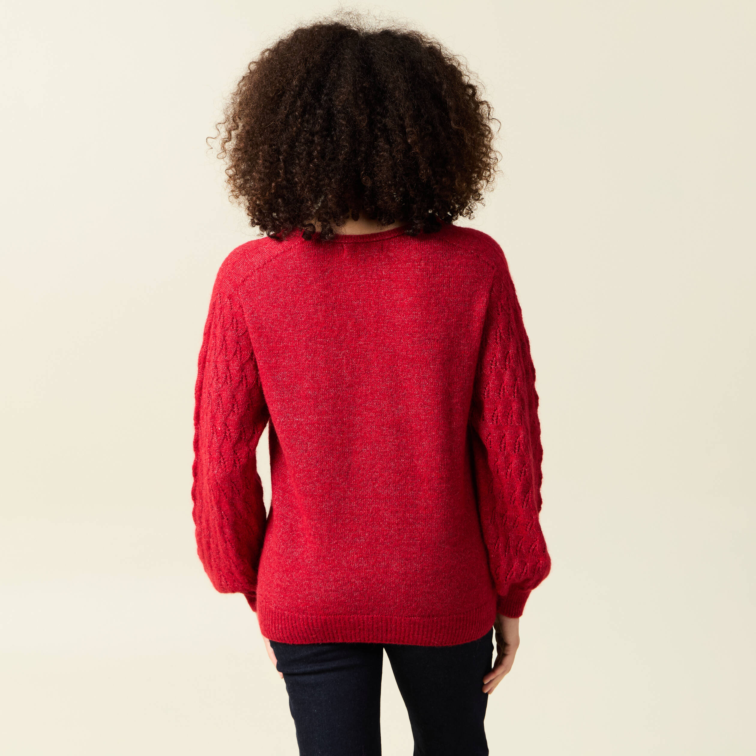 pull ajoure col v manches longues rouge femme Pull ajouré col V manches longues rouge femme