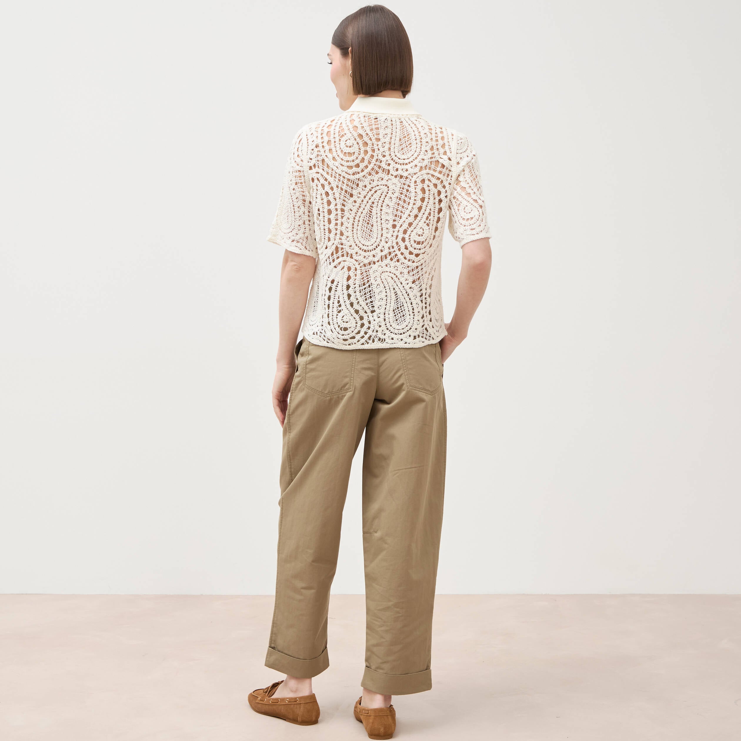 Polo coupe droite manches courtes ivoire femme