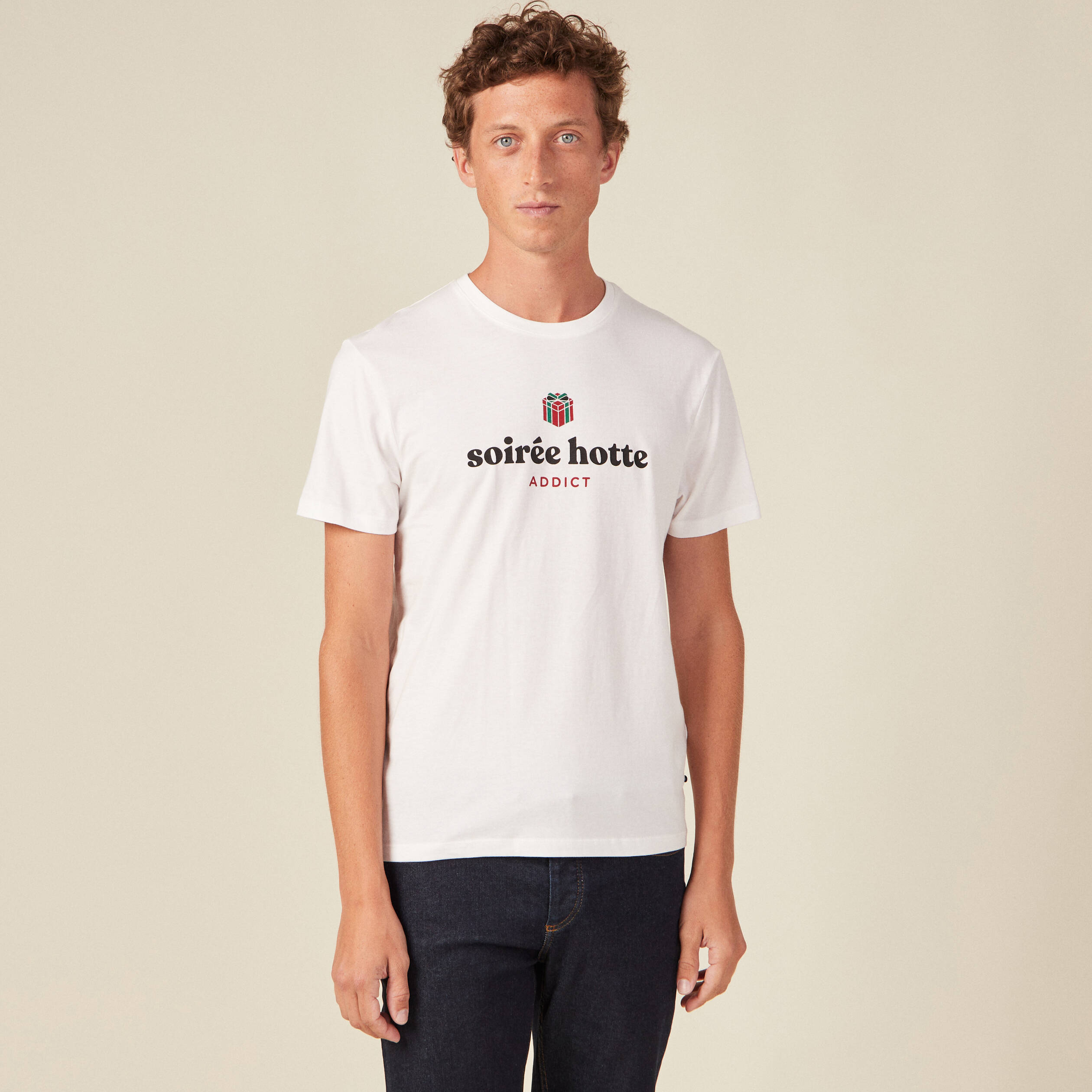 T-shirt manches courtes ecru homme