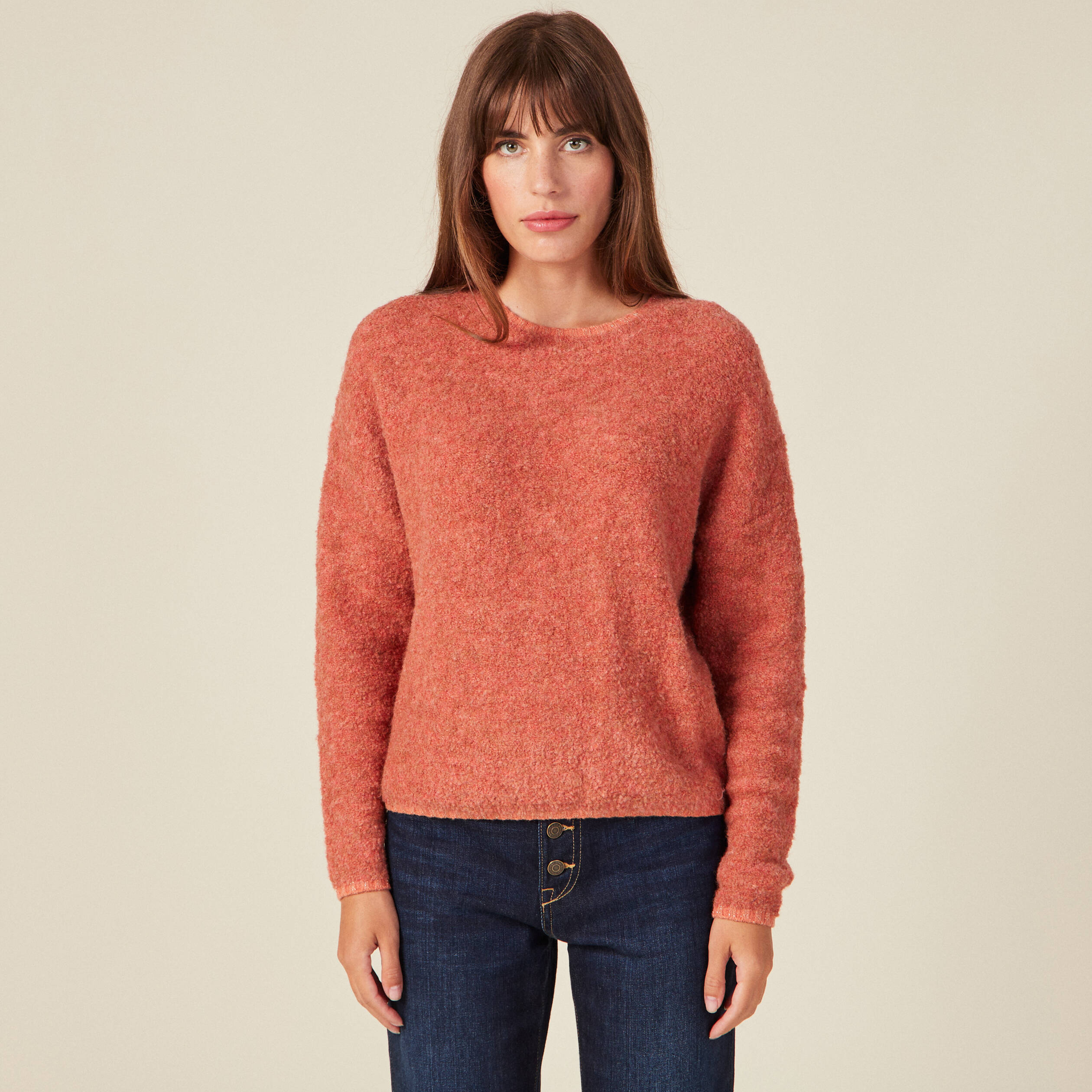 Pull éco-responsable orange foncé femme