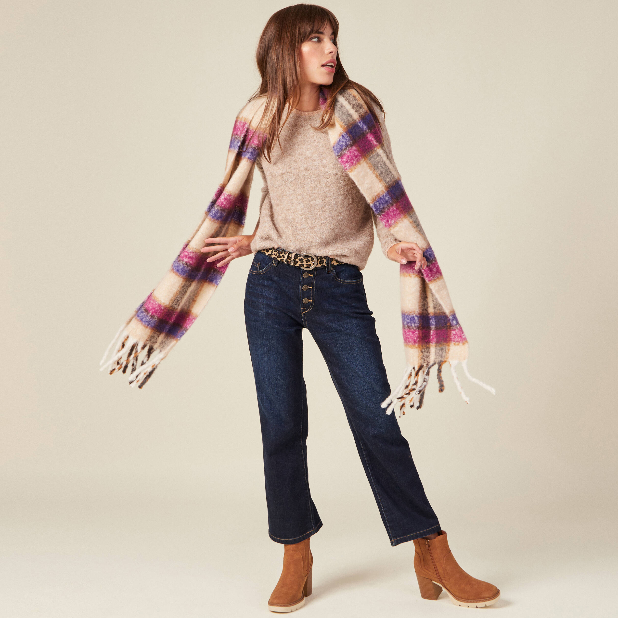 Pull éco-responsable beige femme