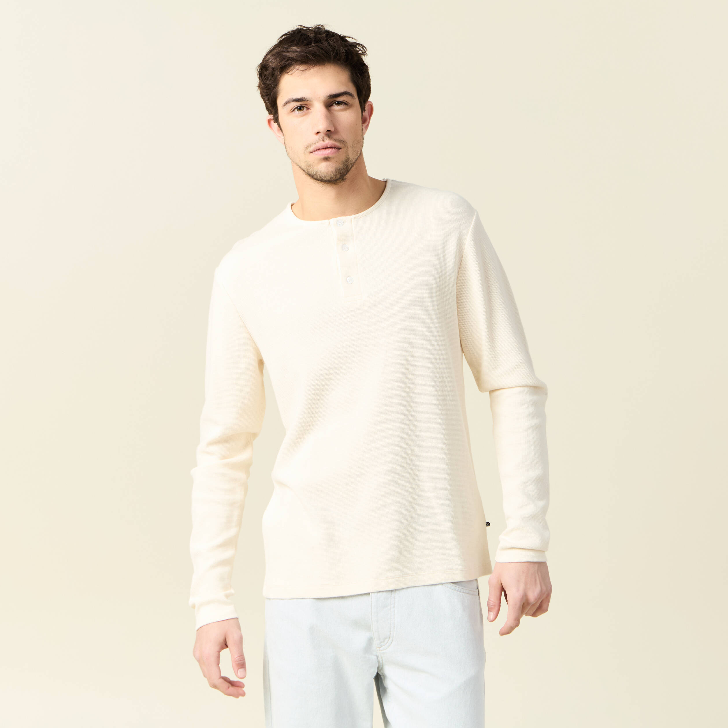 t shirt manches longues ecru homme T-shirt manches longues ecru homme