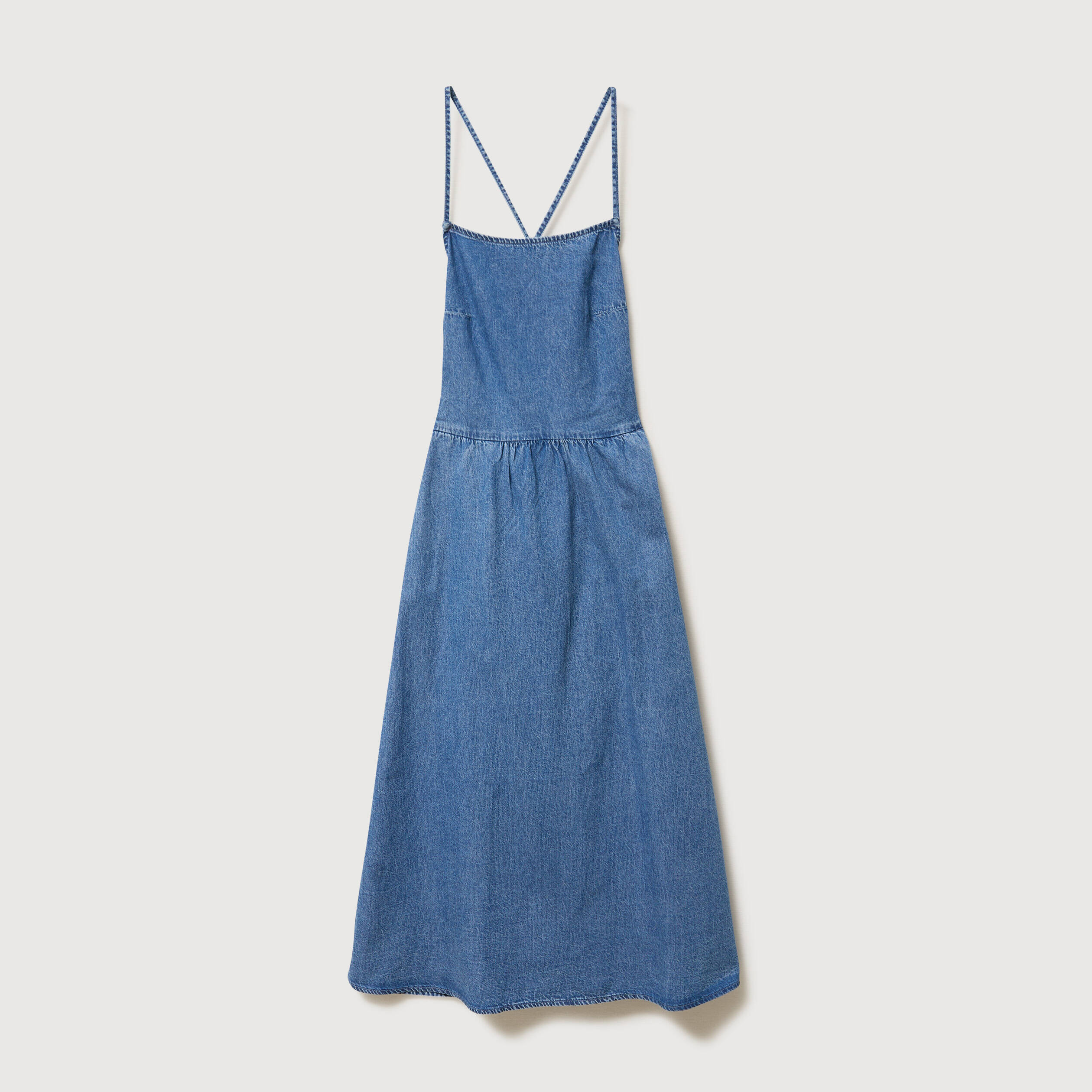 Robe bretelle en jeans col rond denim used femme