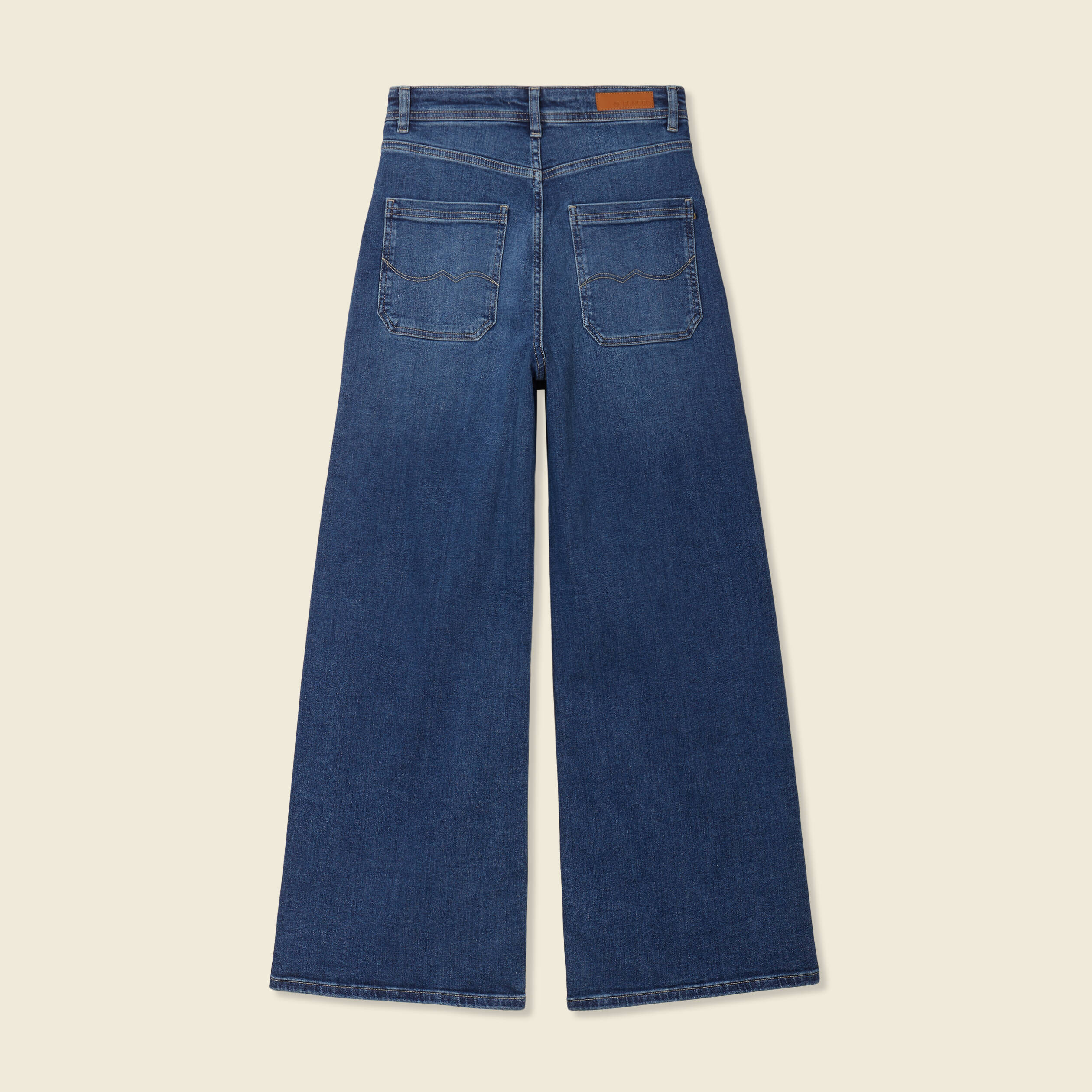 Jeans wide leg taille haute denim stone femme