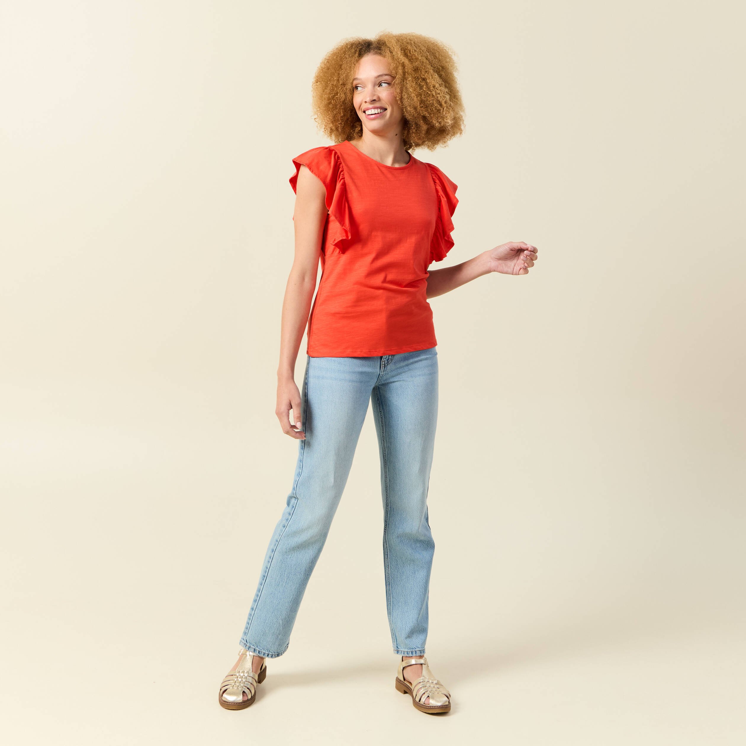 Débardeur sans manches orange foncé femme