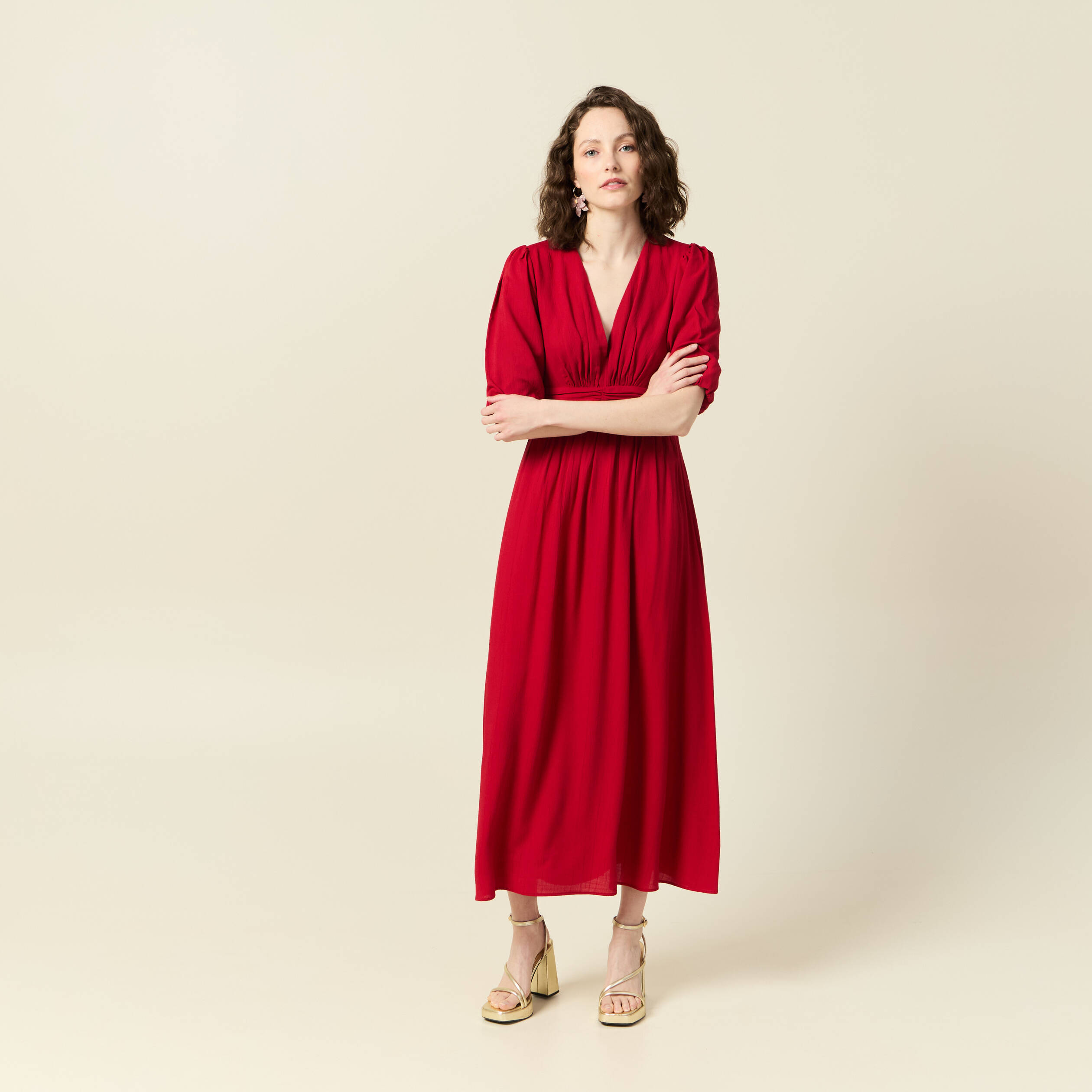robe longue evasee rouge fonce femme Robe longue évasée rouge foncé femme