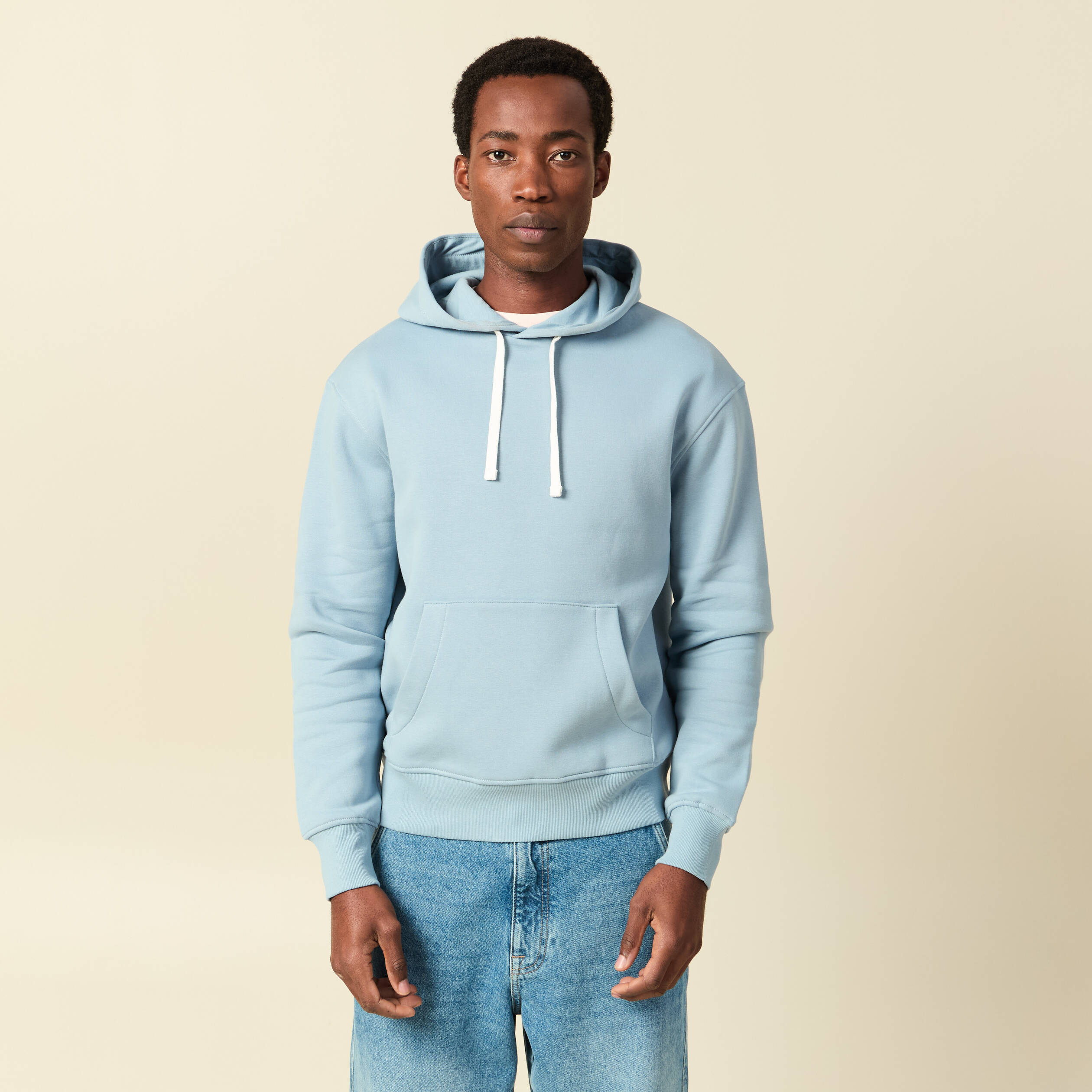 Sweat &agrave; capuche bleu clair homme