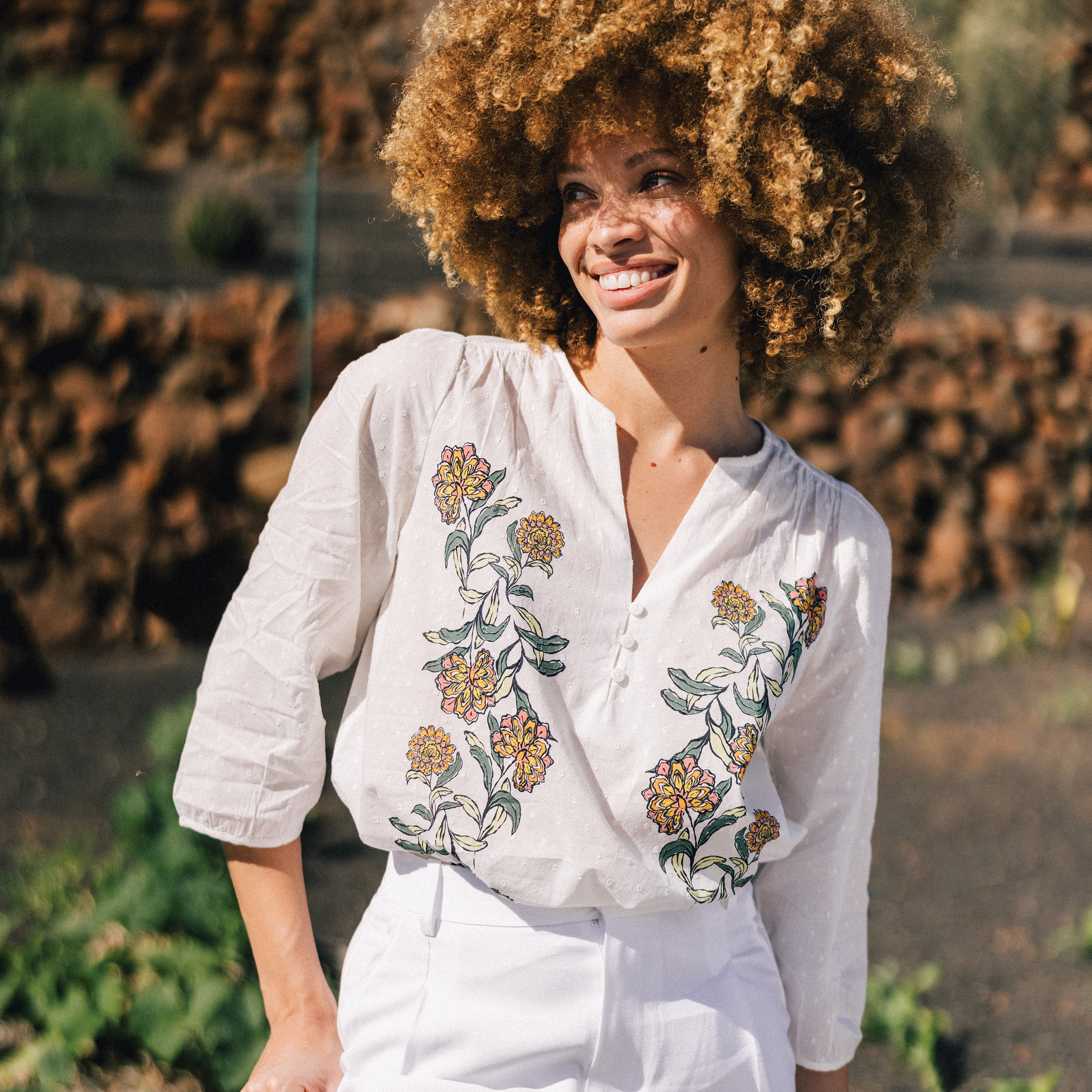 blouse manches 34 blanc femme Blouse manches 3/4 blanc femme