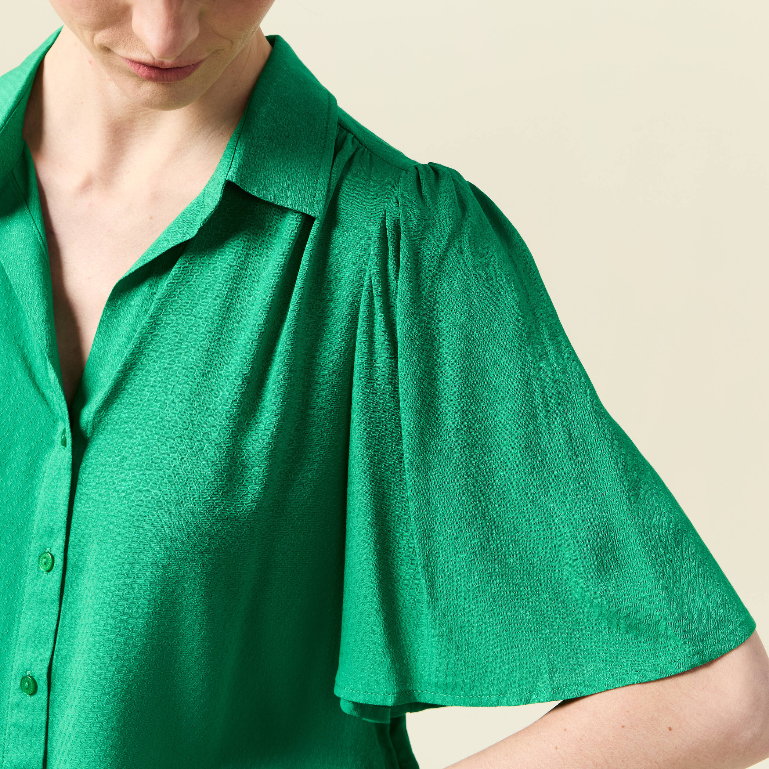 Chemise manches courtes vert femme