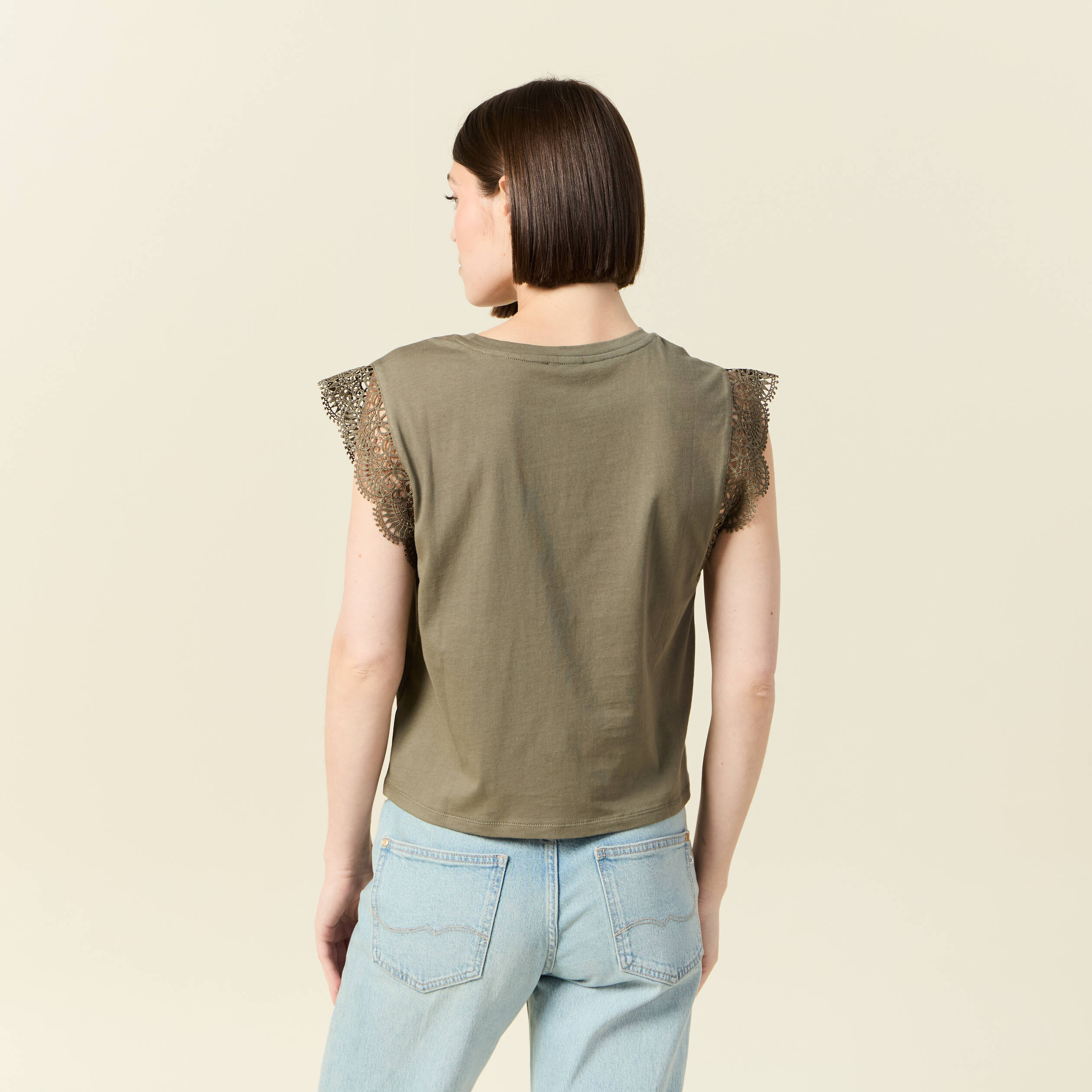 t shirt manches courtes vert kaki femme T-shirt manches courtes vert kaki femme