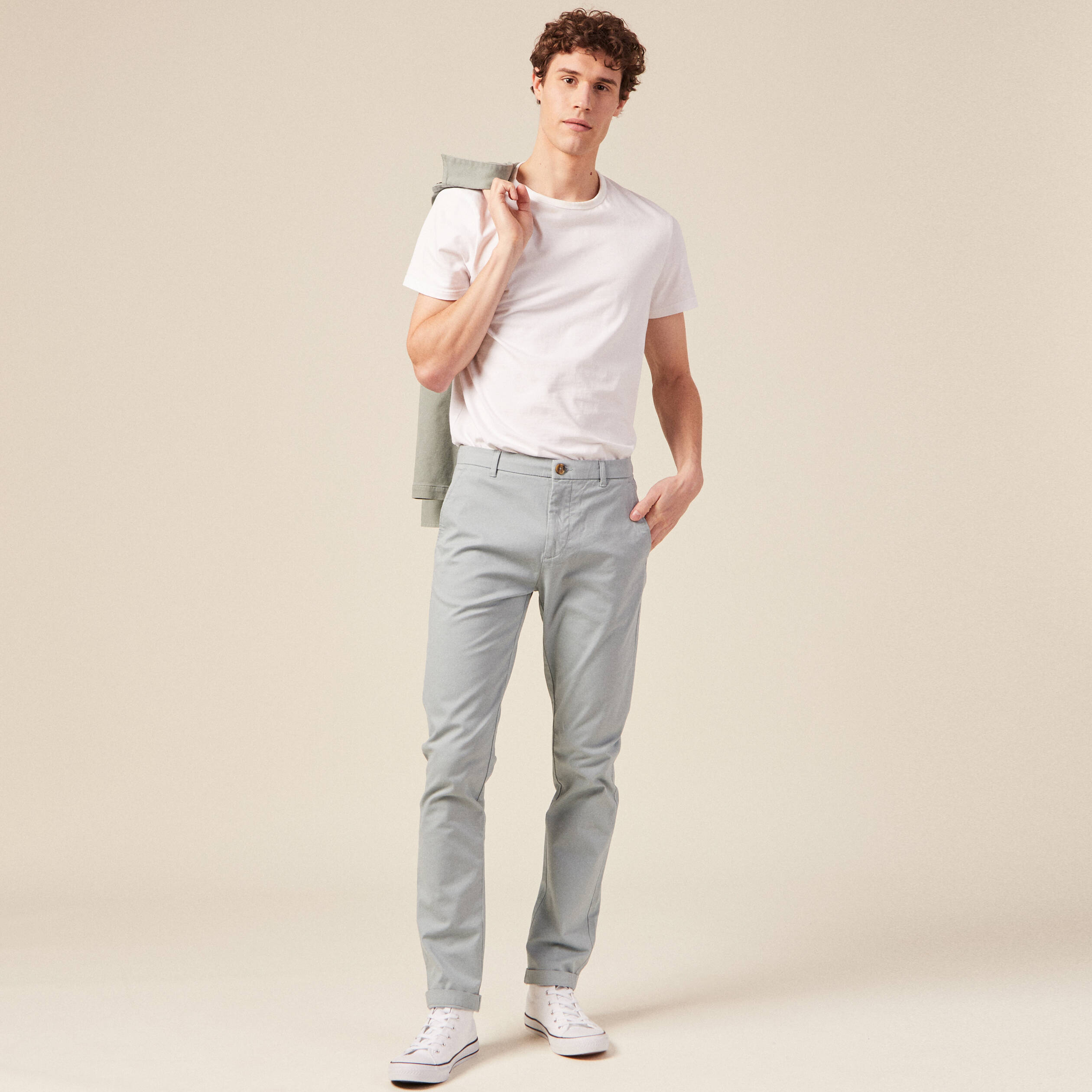 Pantalon chino longueur 32 bleu gris homme