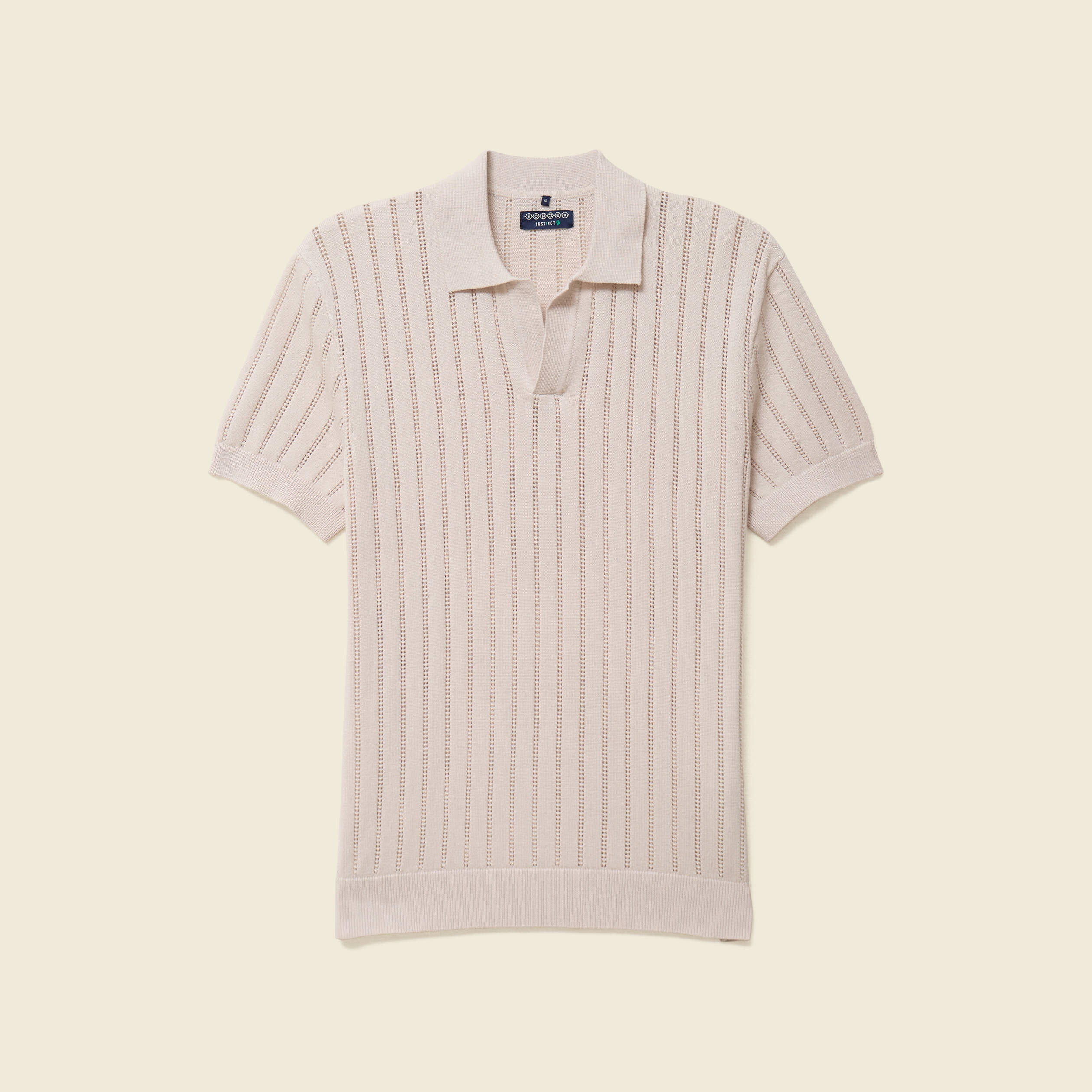 Polo cintr&eacute; col cubain manches courtes sable homme