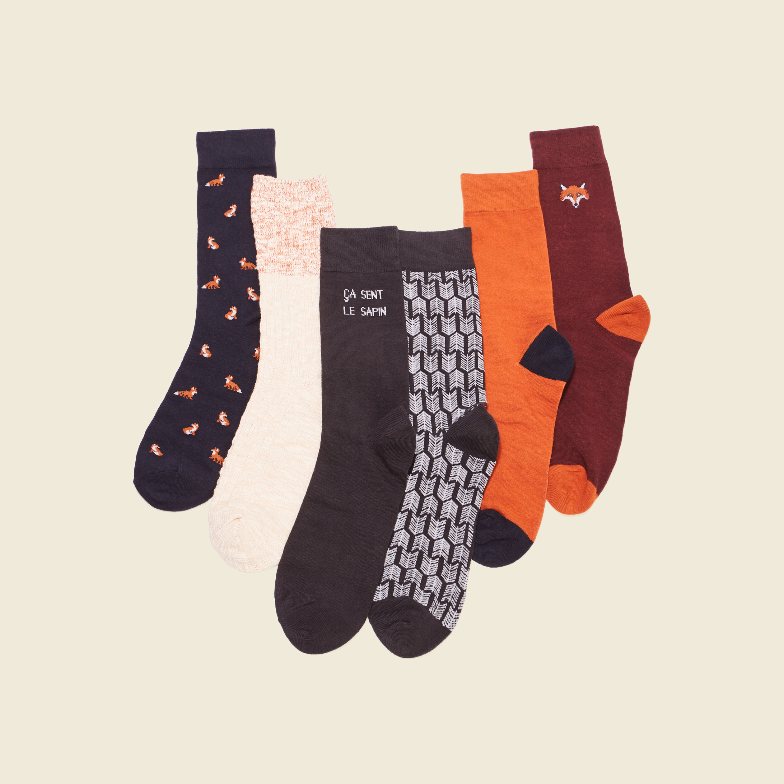 Lot 6 paires chaussettes multicolore homme
