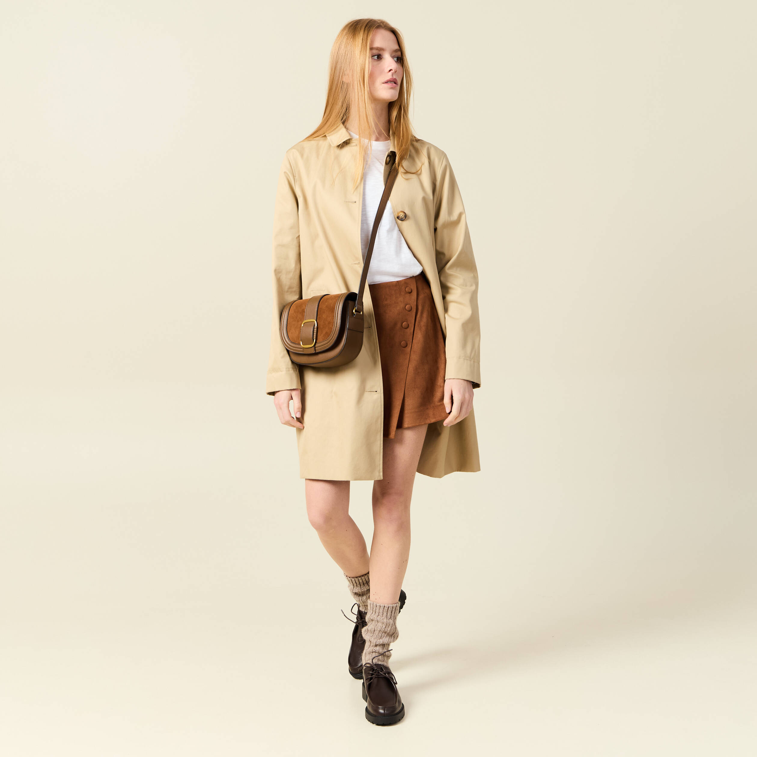 jupe short taille haute camel femme Jupe-short taille haute camel femme